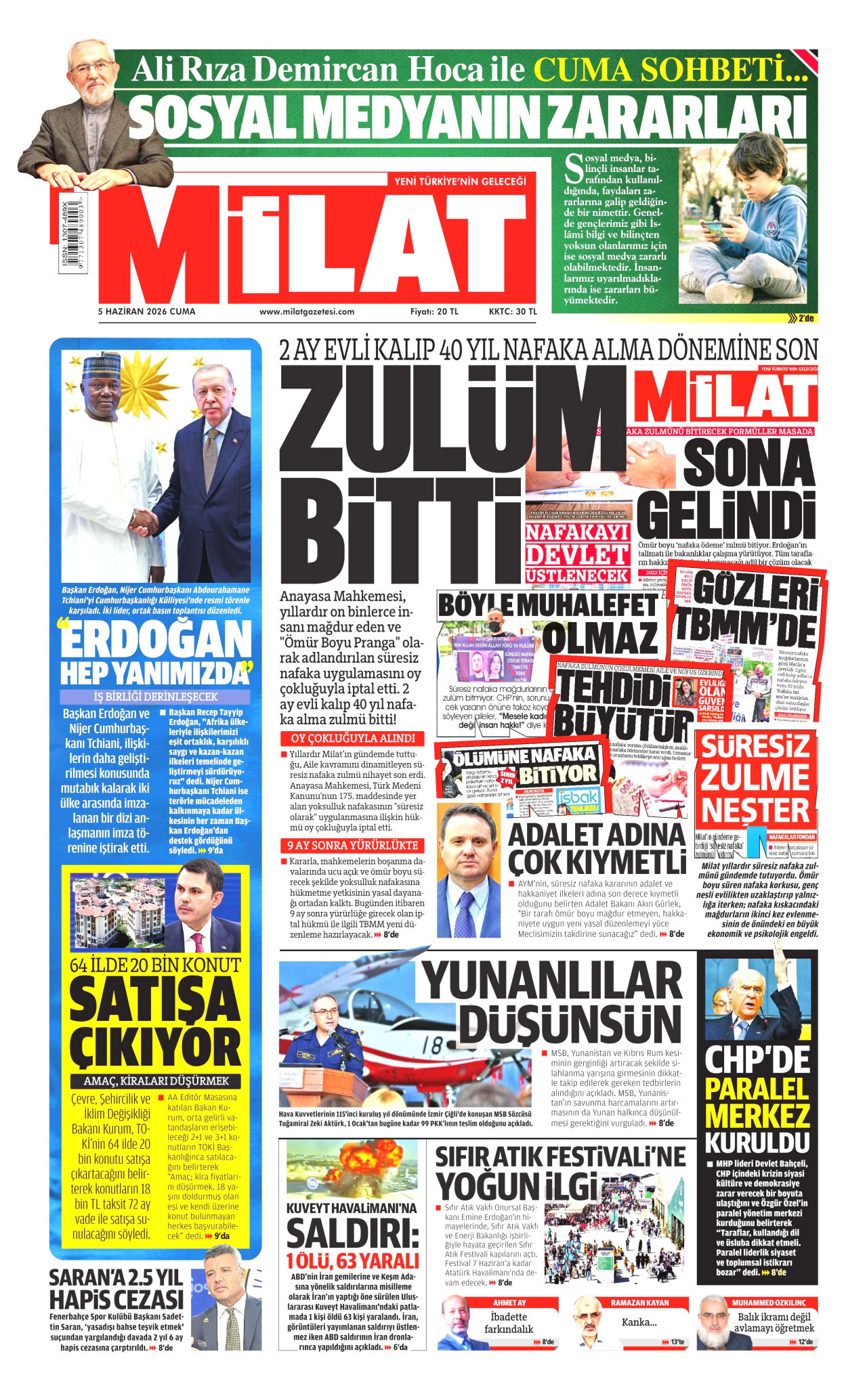 Milat Gazetesi Manşeti