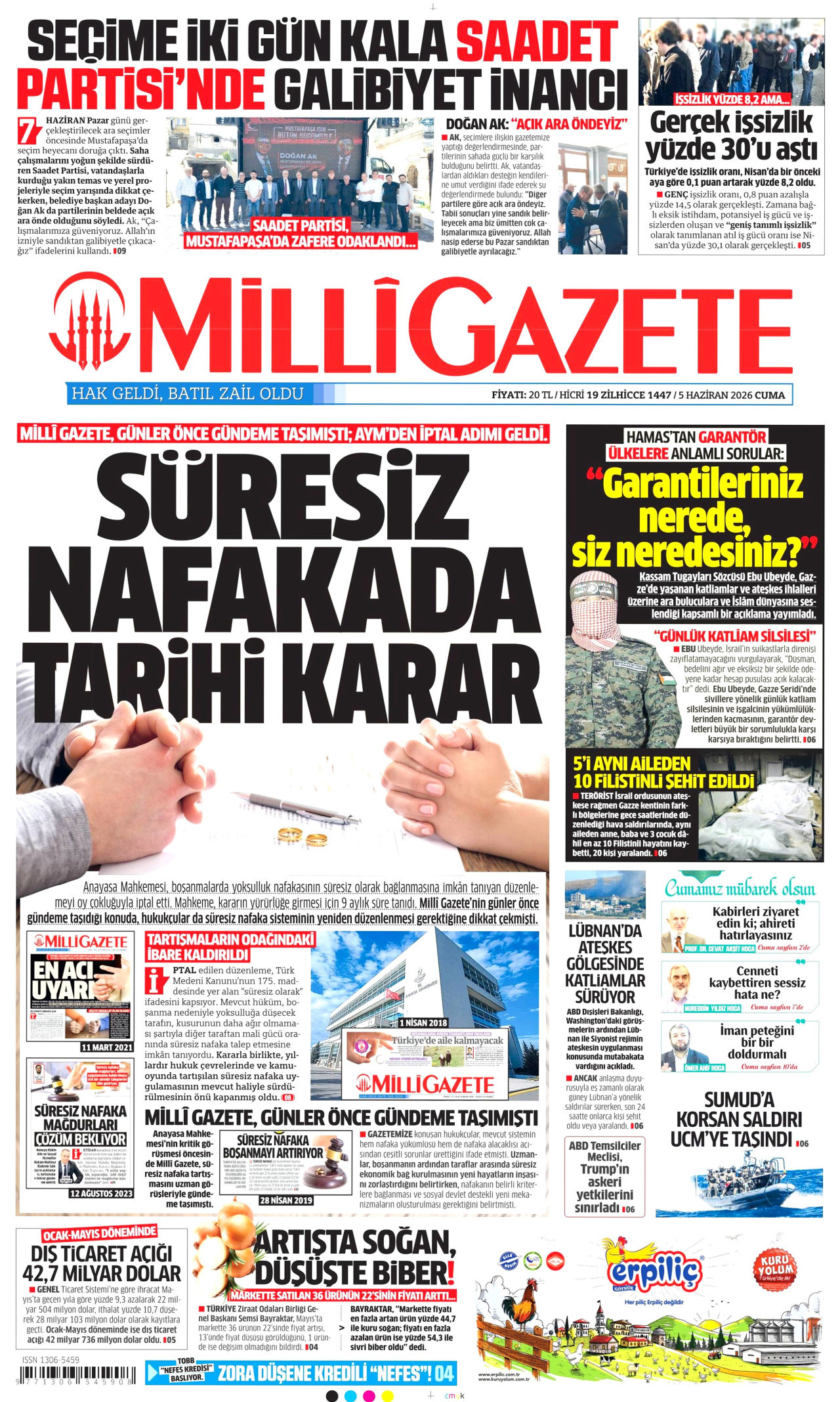 Milli Gazete Gazetesi Manşeti