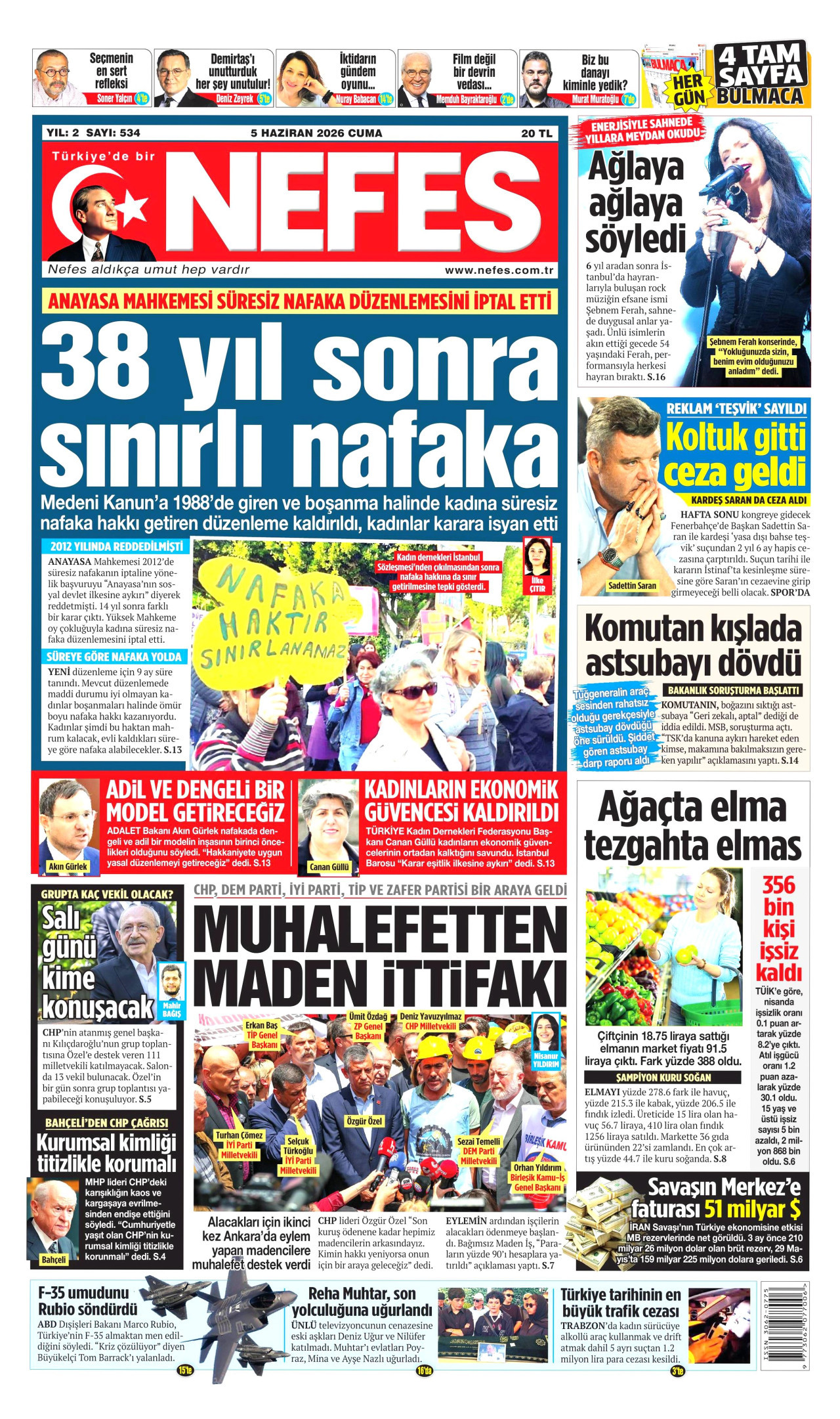 Nefes Gazetesi Manşeti