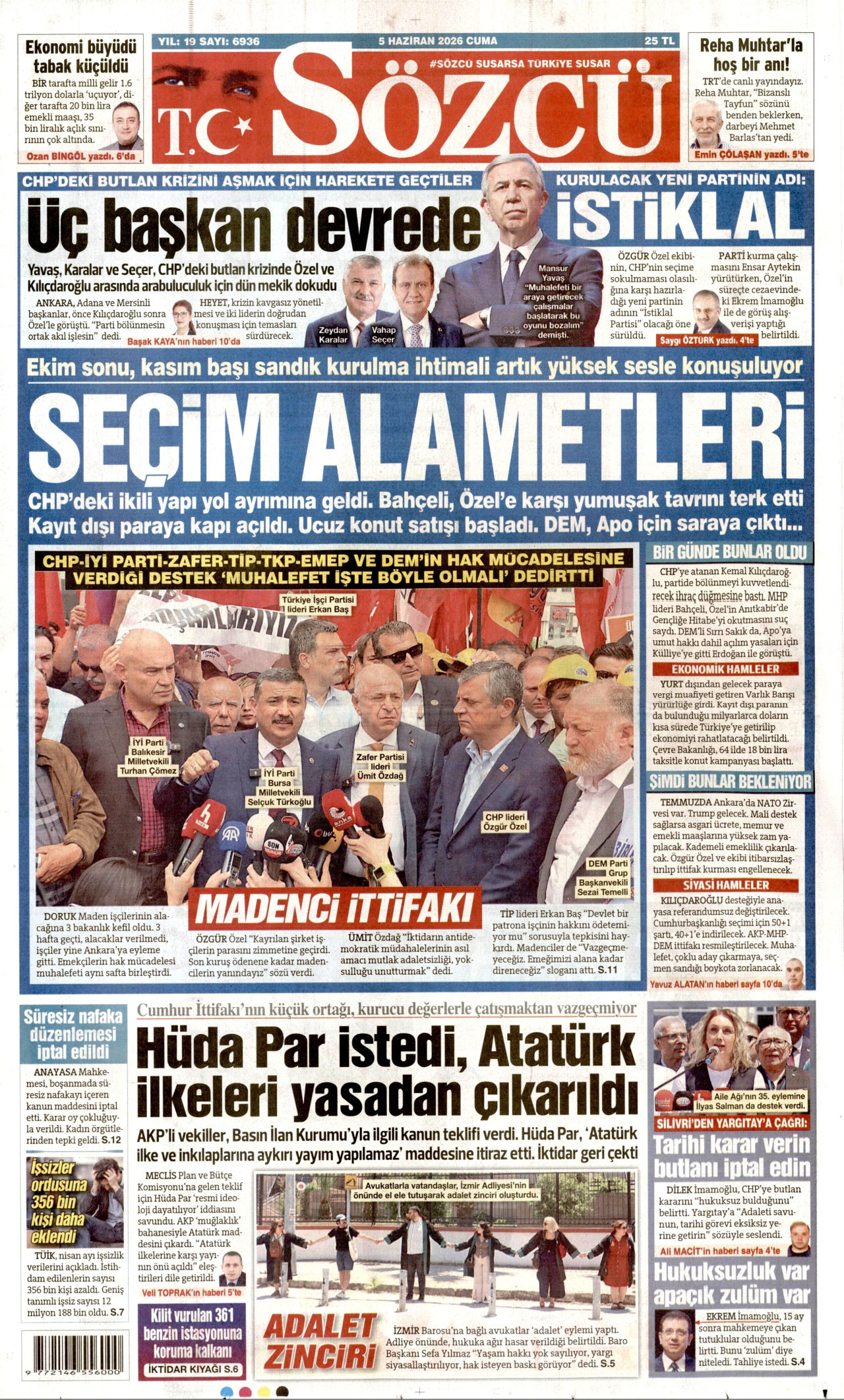 Sözcü Gazetesi Manşeti