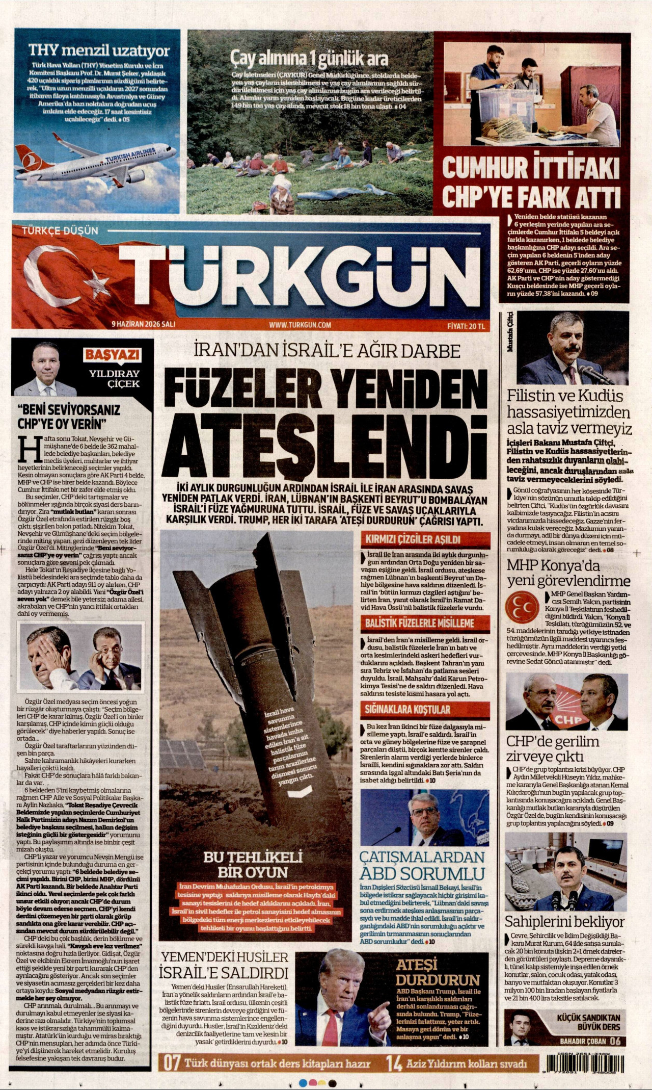 Türkgün Gazetesi Manşeti