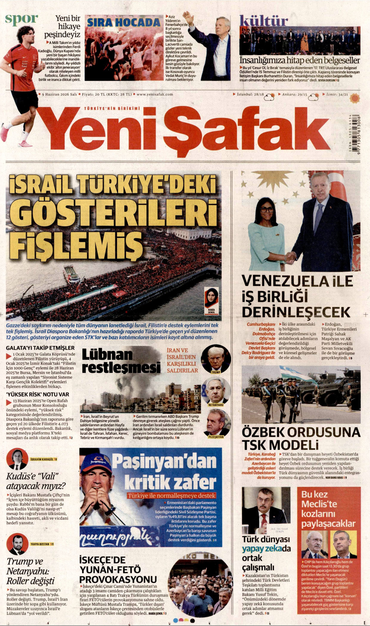 Yeni Şafak Gazetesi Manşeti