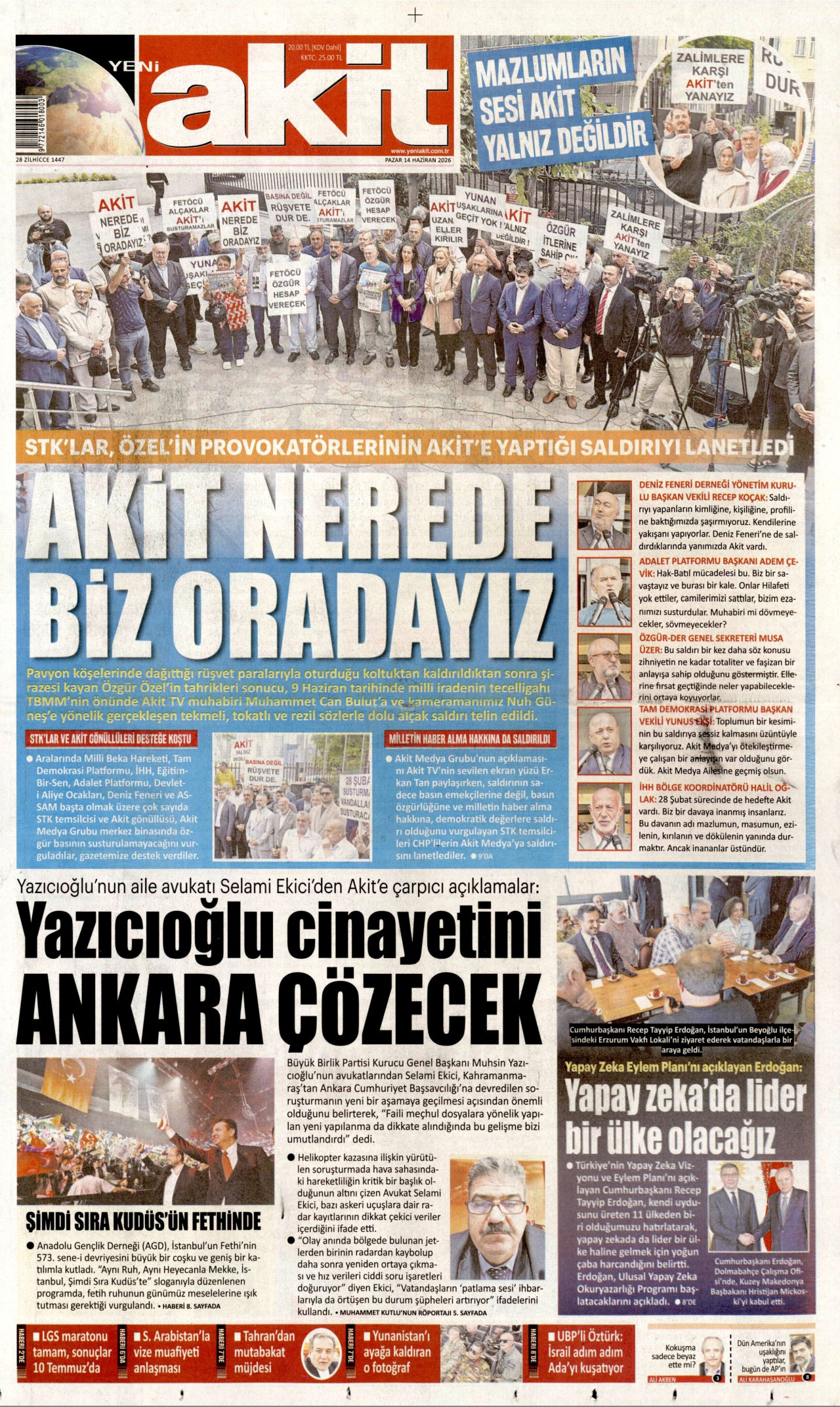 Yeni Akit Manşet