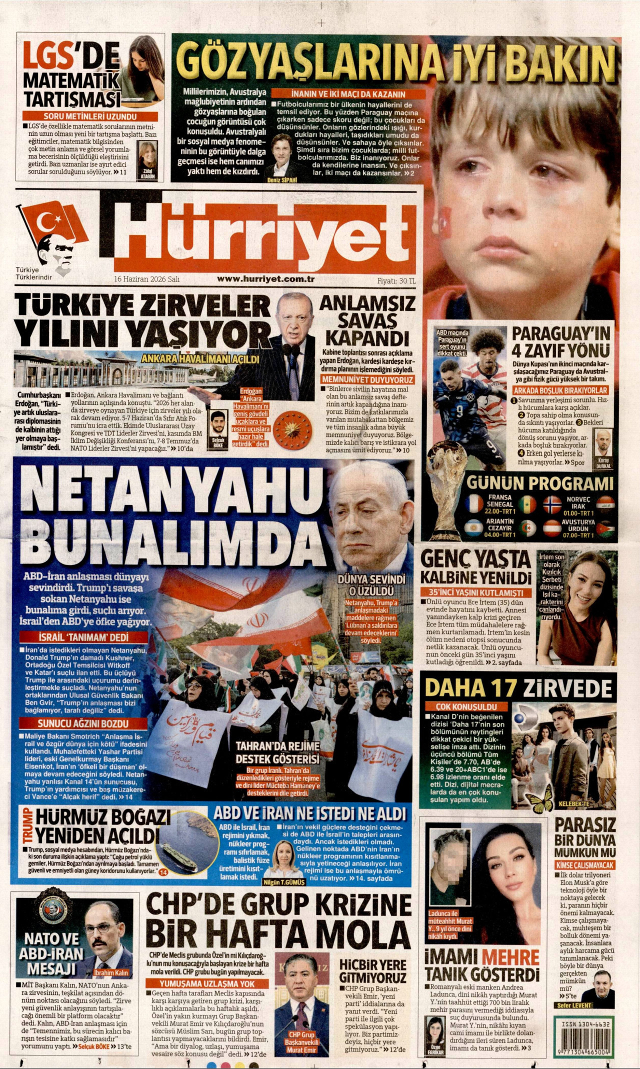 Hürriyet Gazetesi Manşeti