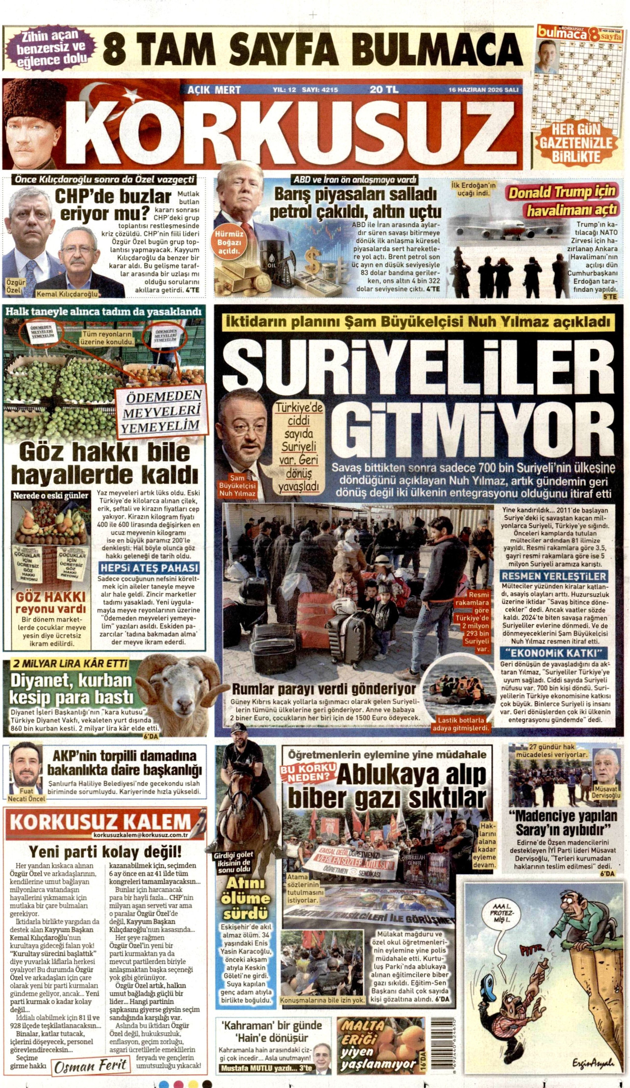 Korkusuz Gazetesi Manşeti
