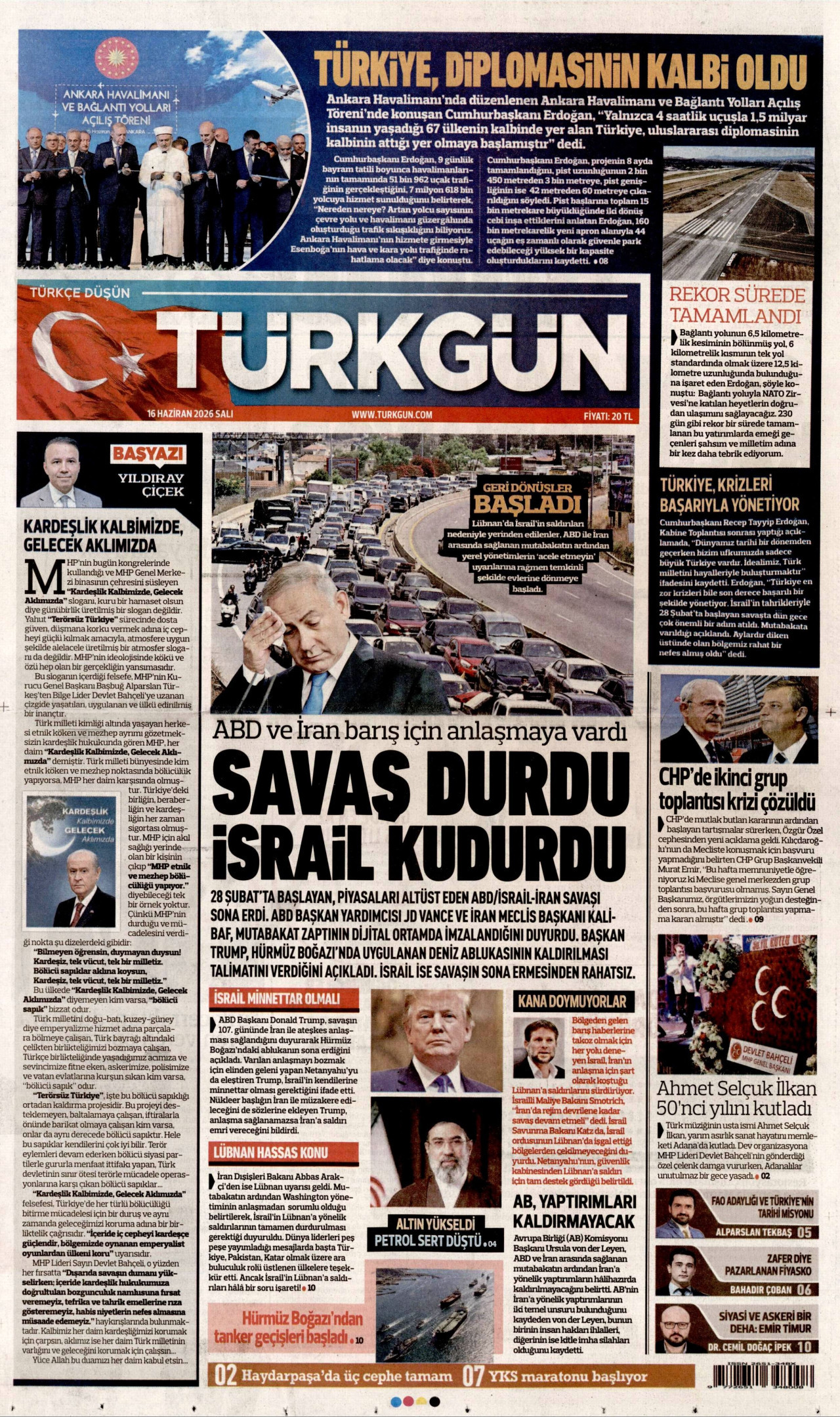 Türkgün Gazetesi Manşeti