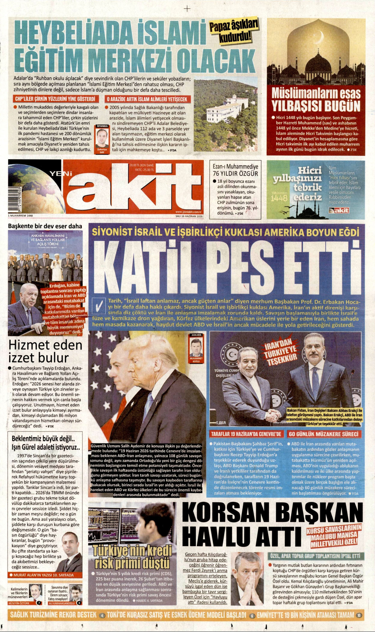 Yeni Akit Gazetesi Manşeti
