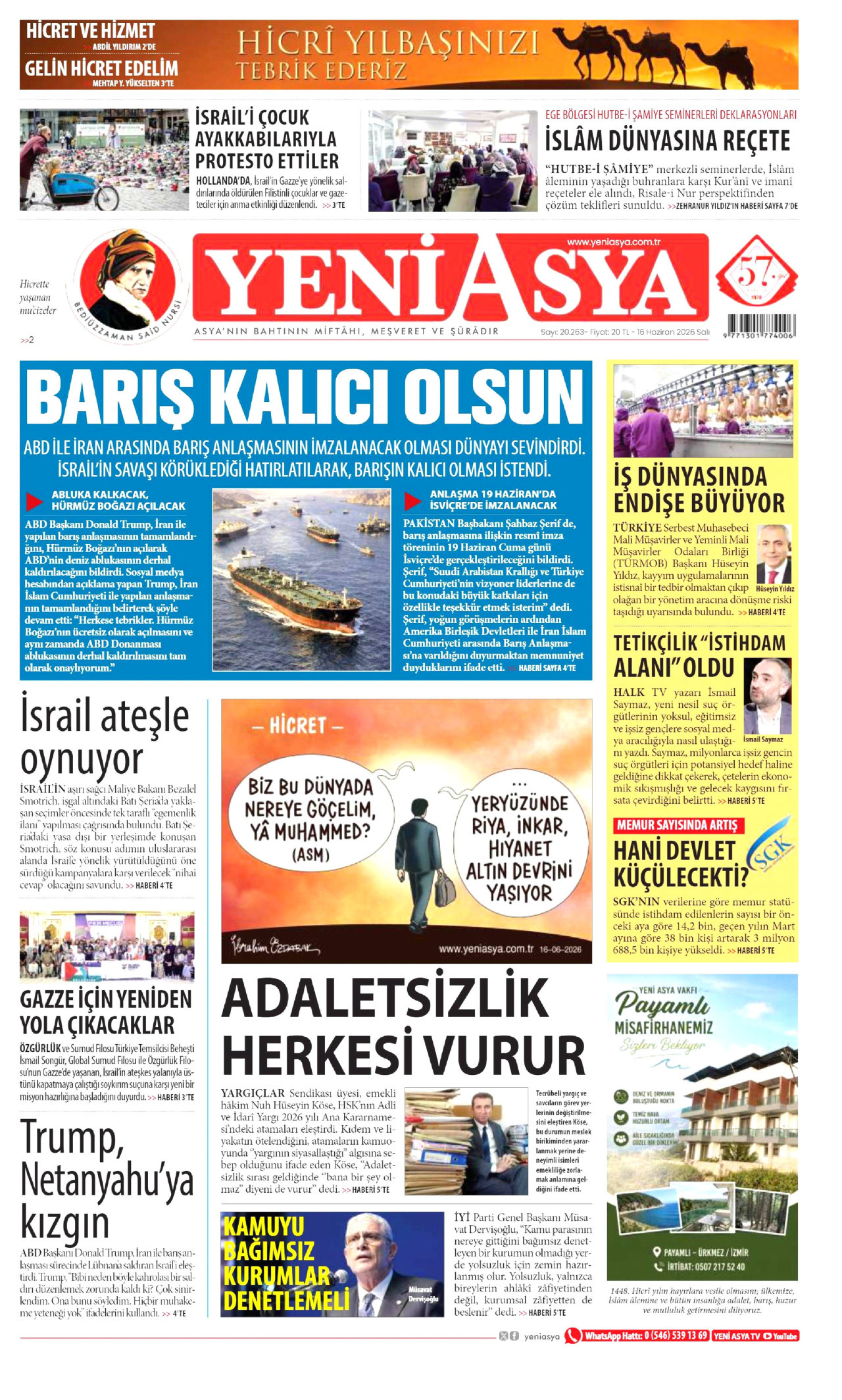 Yeni Asya Gazetesi Manşeti