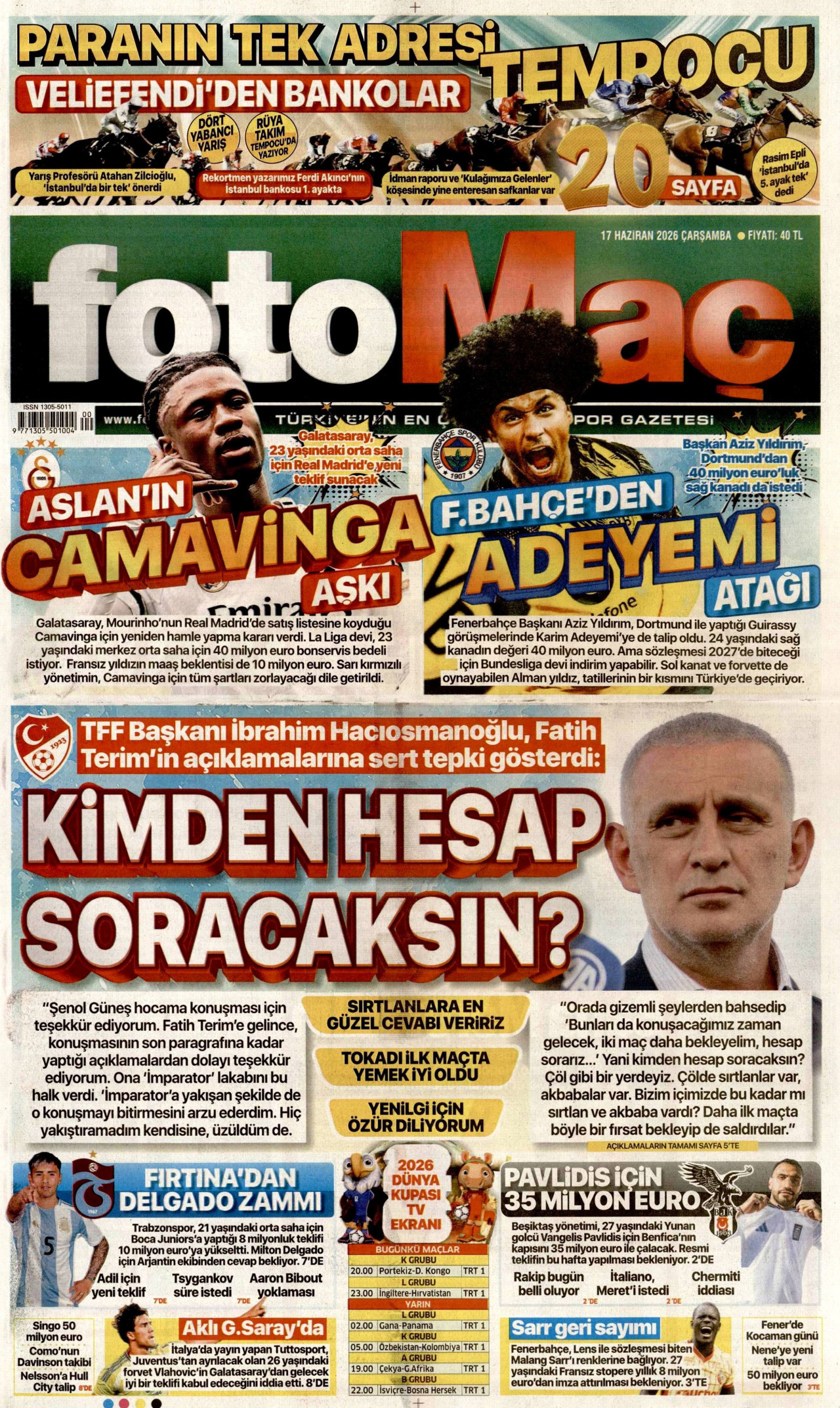 Fotomaç Gazetesi Manşeti