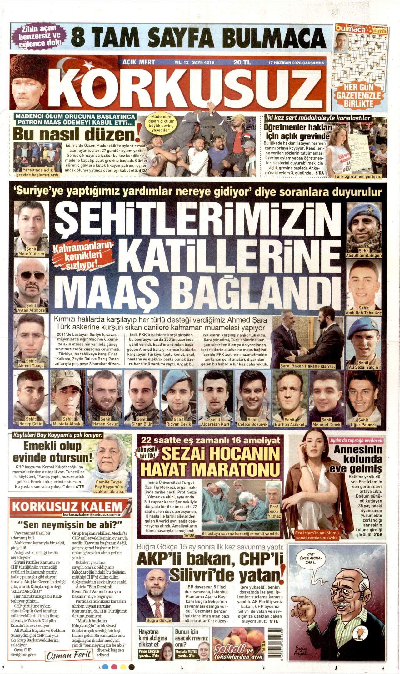 Korkusuz Gazetesi Manşeti
