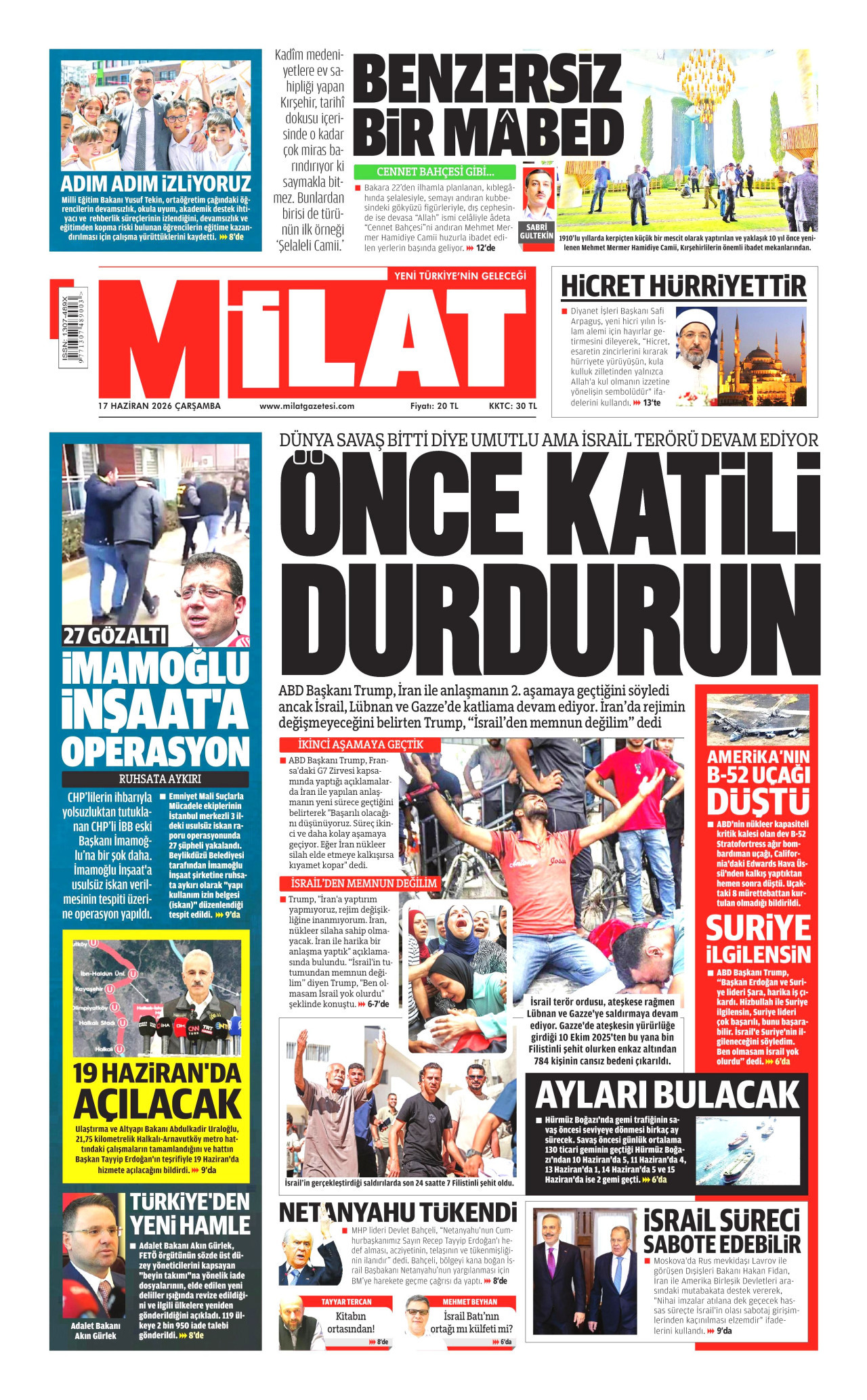 Milat Gazetesi Manşeti