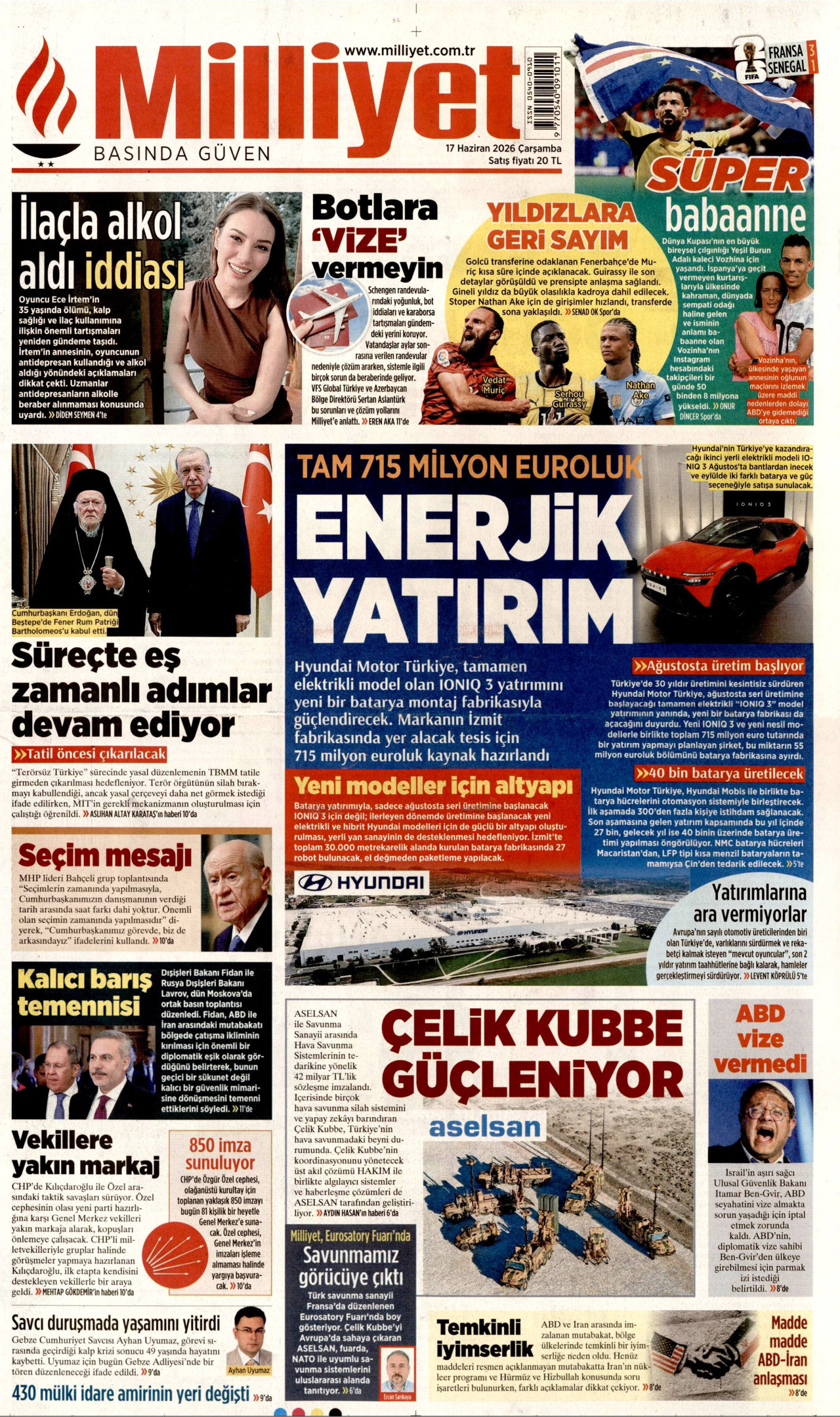 Milliyet Gazetesi Manşeti
