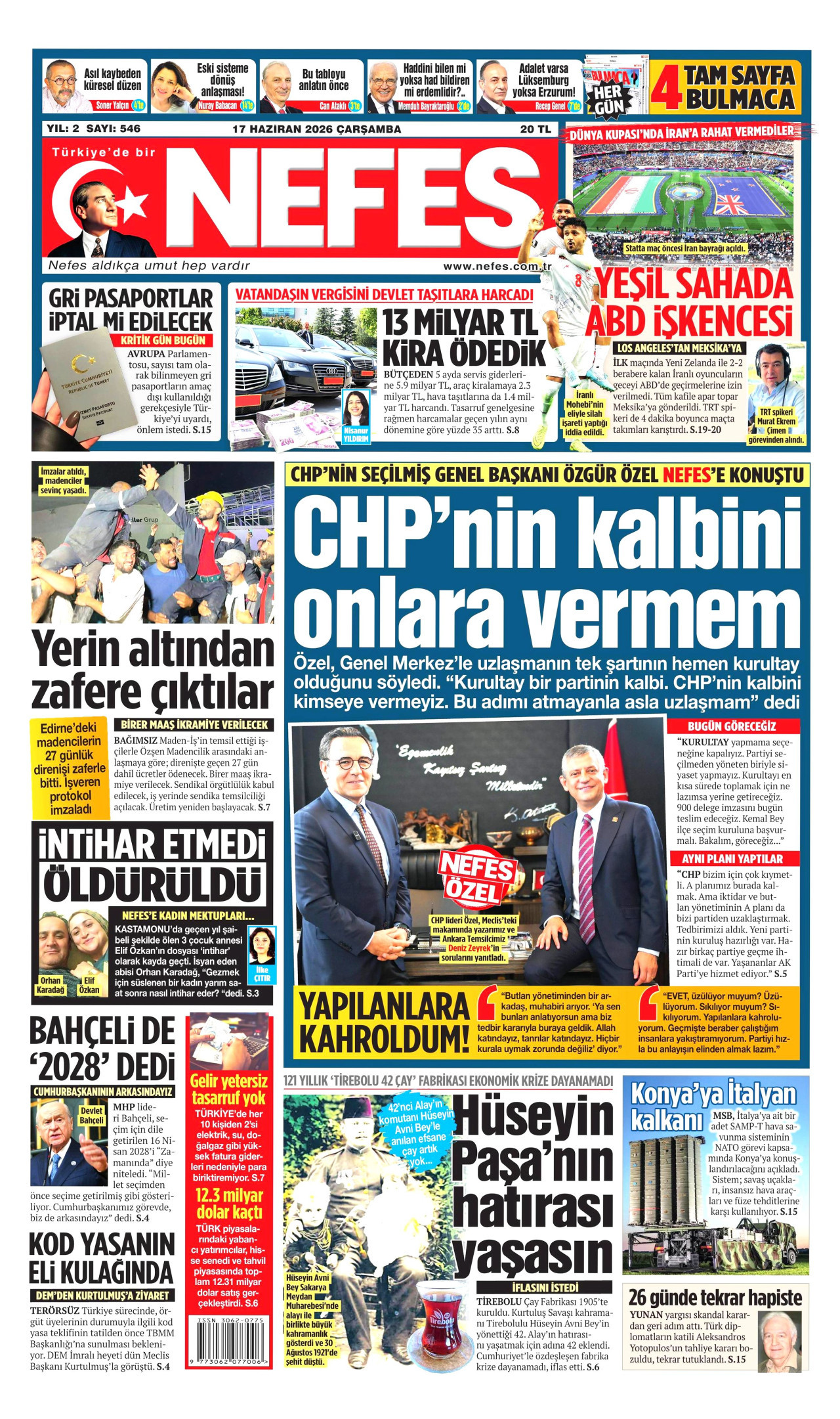 Nefes Gazetesi Manşeti
