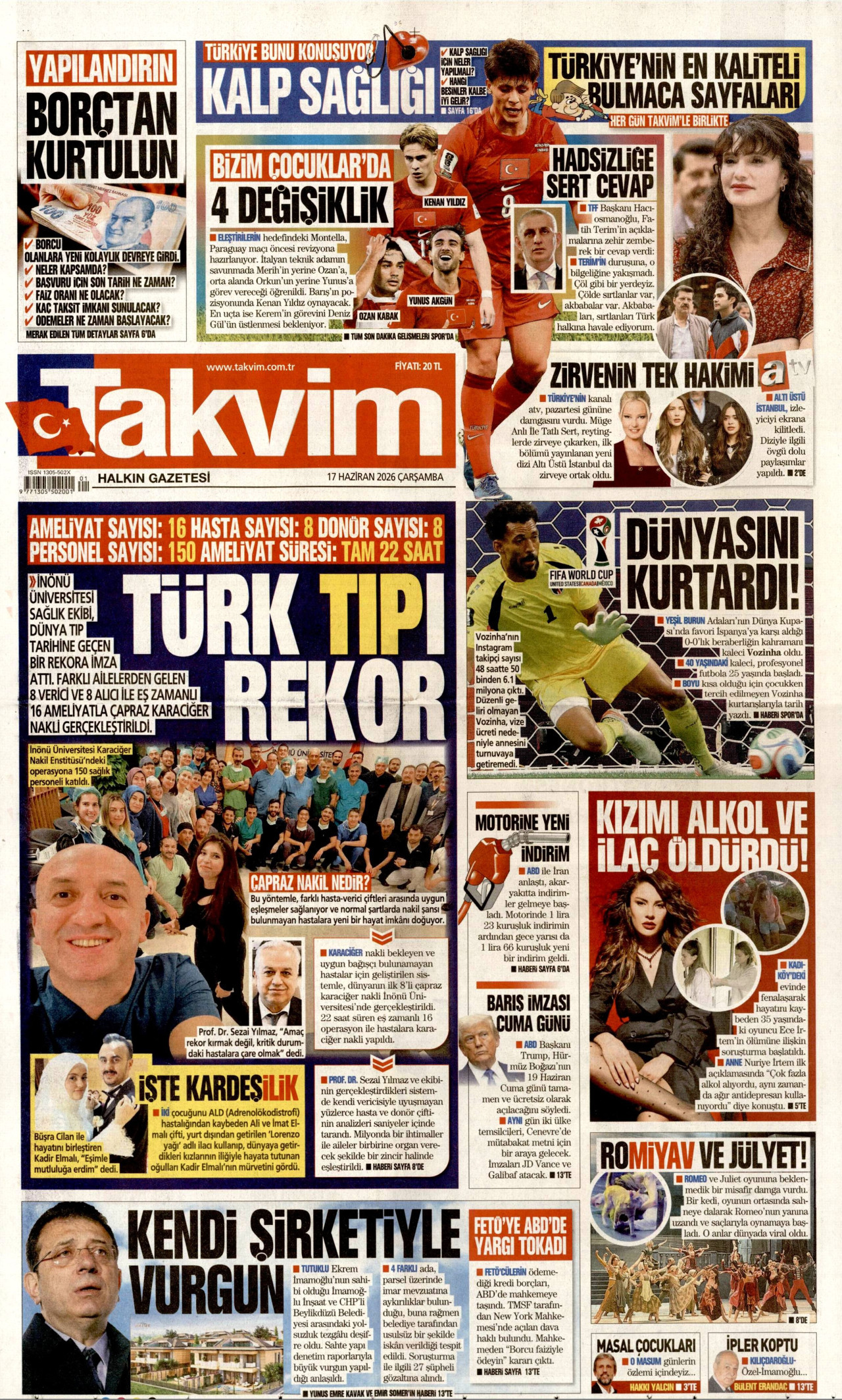 Takvim Gazetesi Manşeti