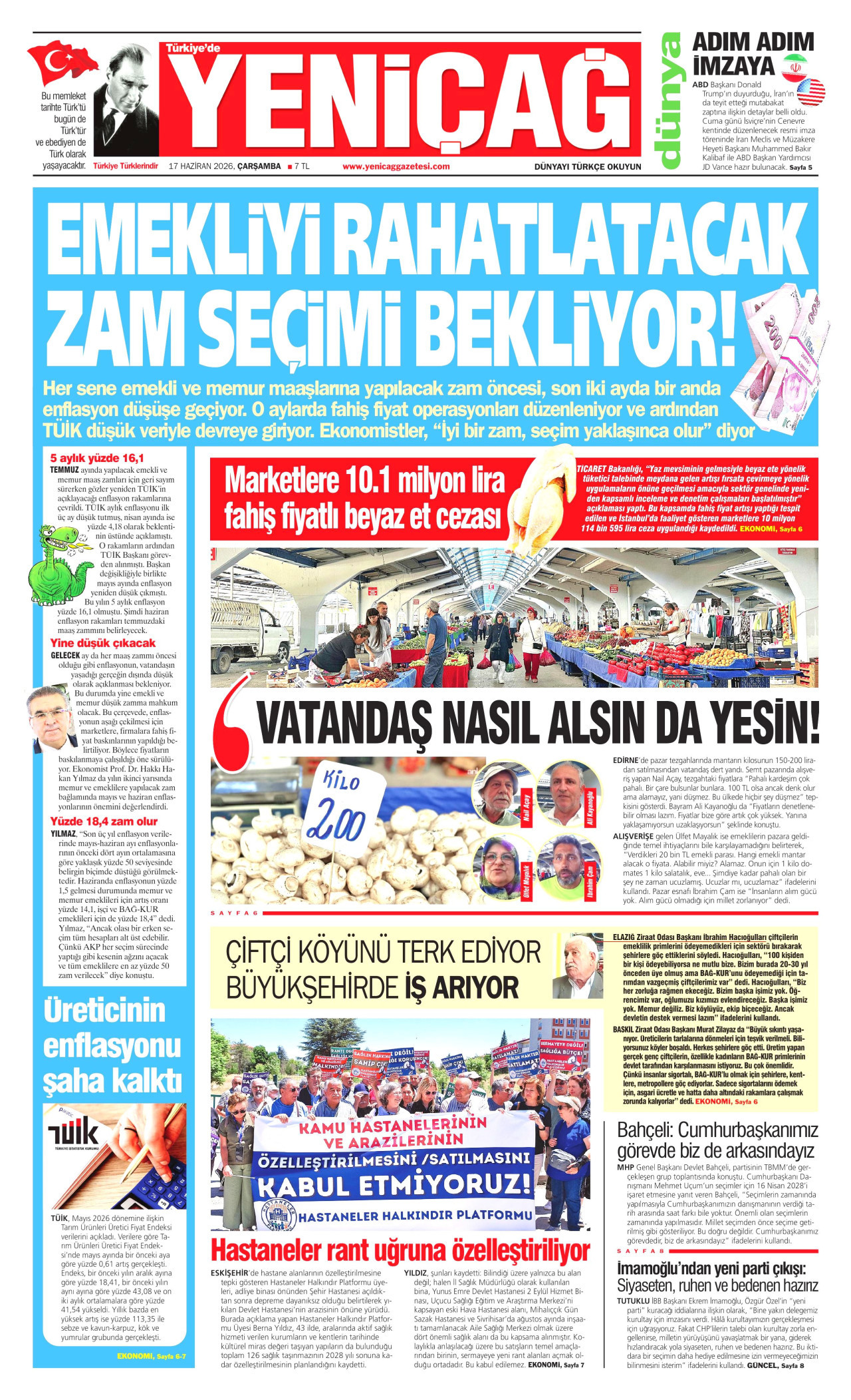 Yeniçağ Gazetesi Manşeti