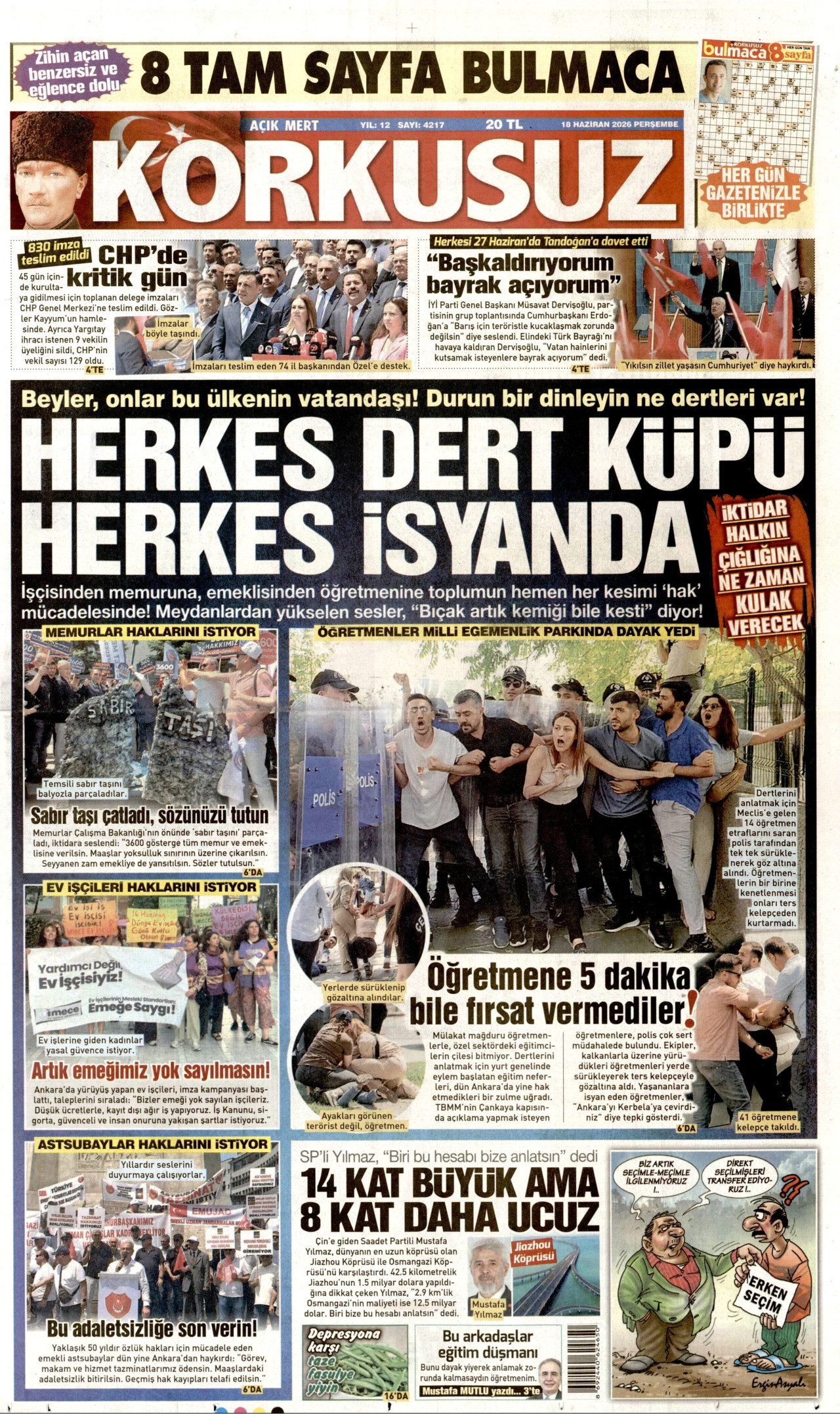 Korkusuz Gazetesi Manşeti - 18.06.2026