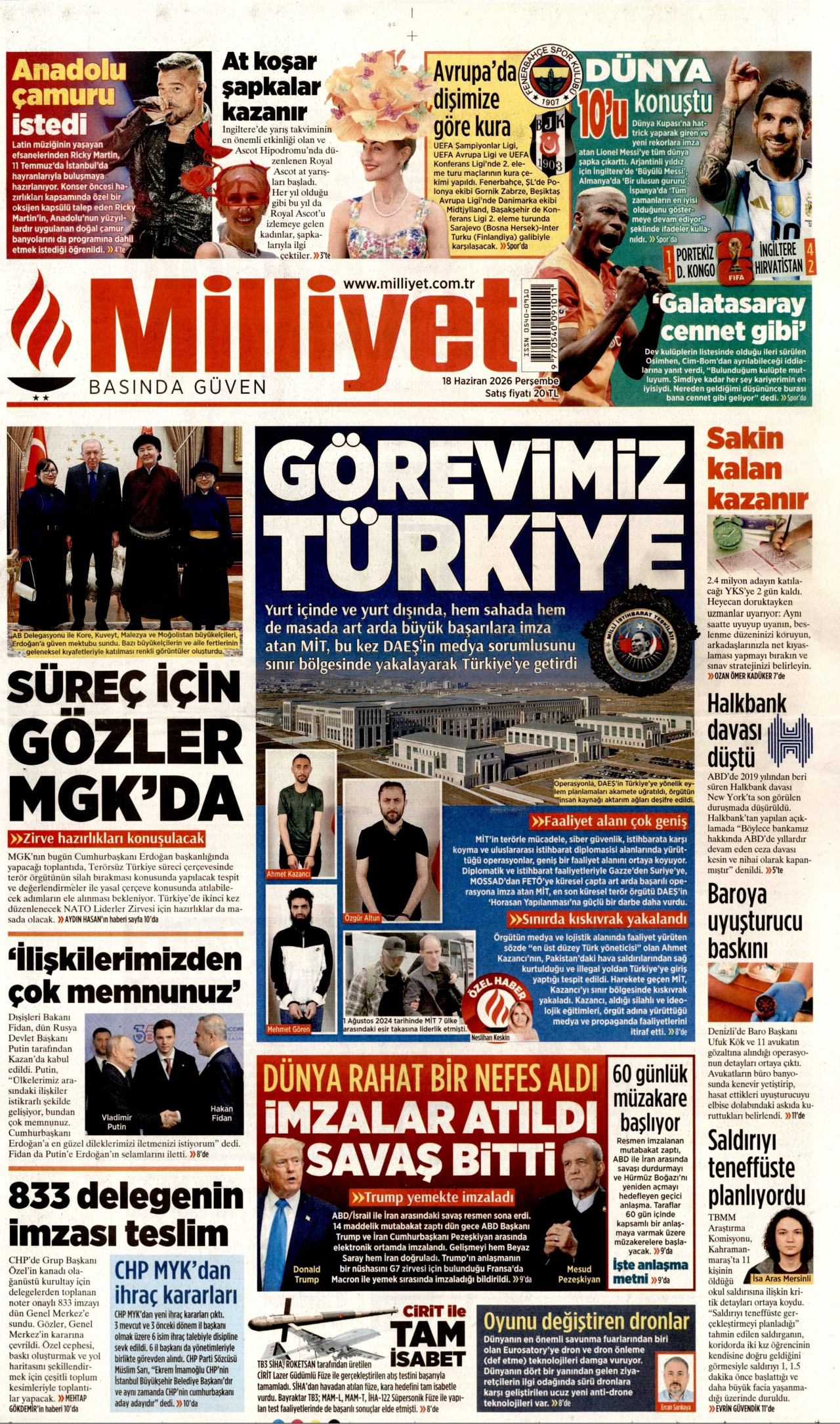 Milliyet Gazetesi Manşeti - 18.06.2026