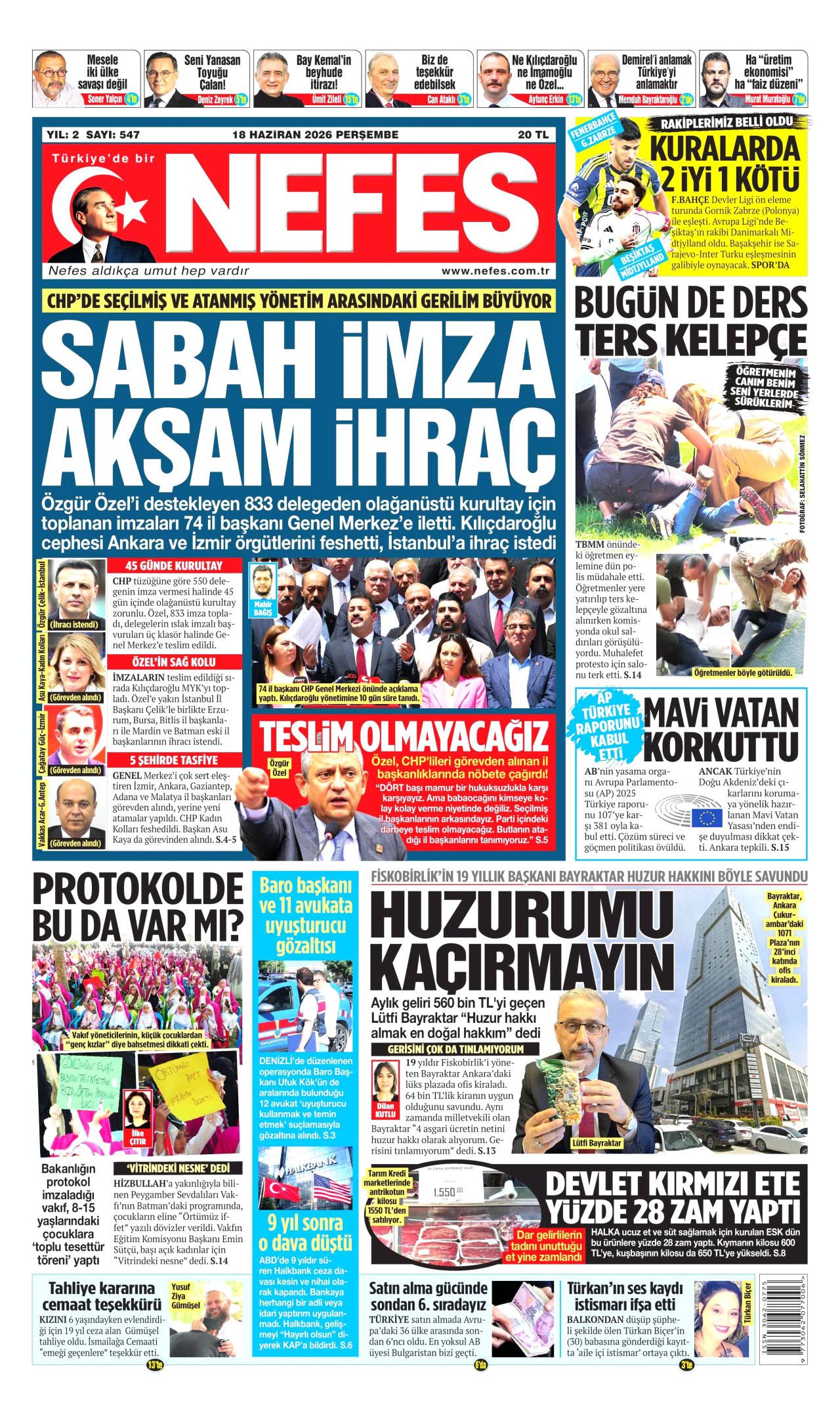Nefes Gazetesi Manşeti - 18.06.2026