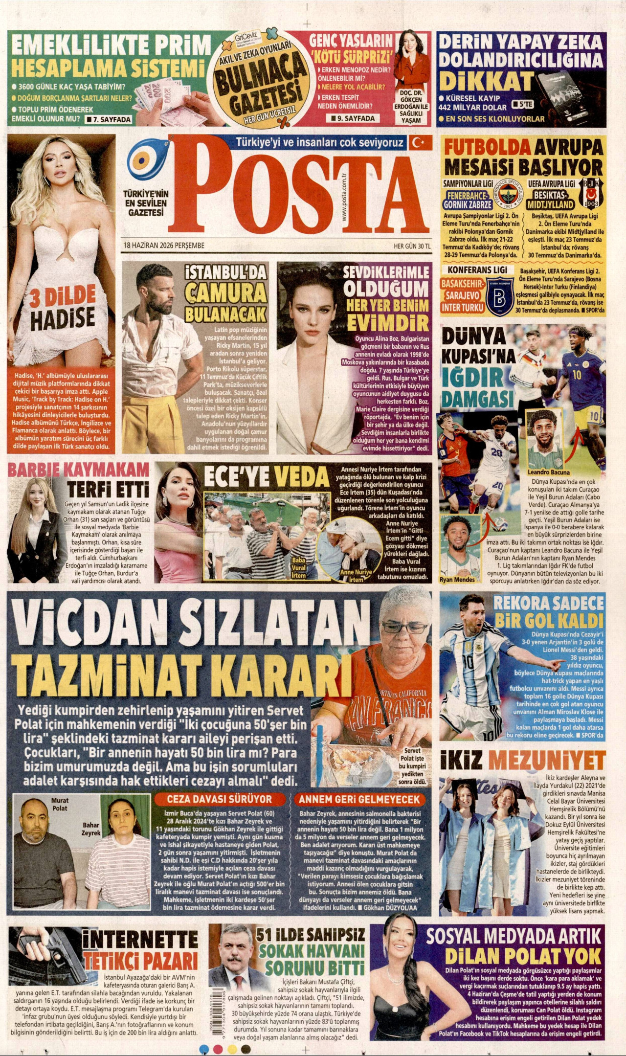 Posta Gazetesi Manşeti - 18.06.2026