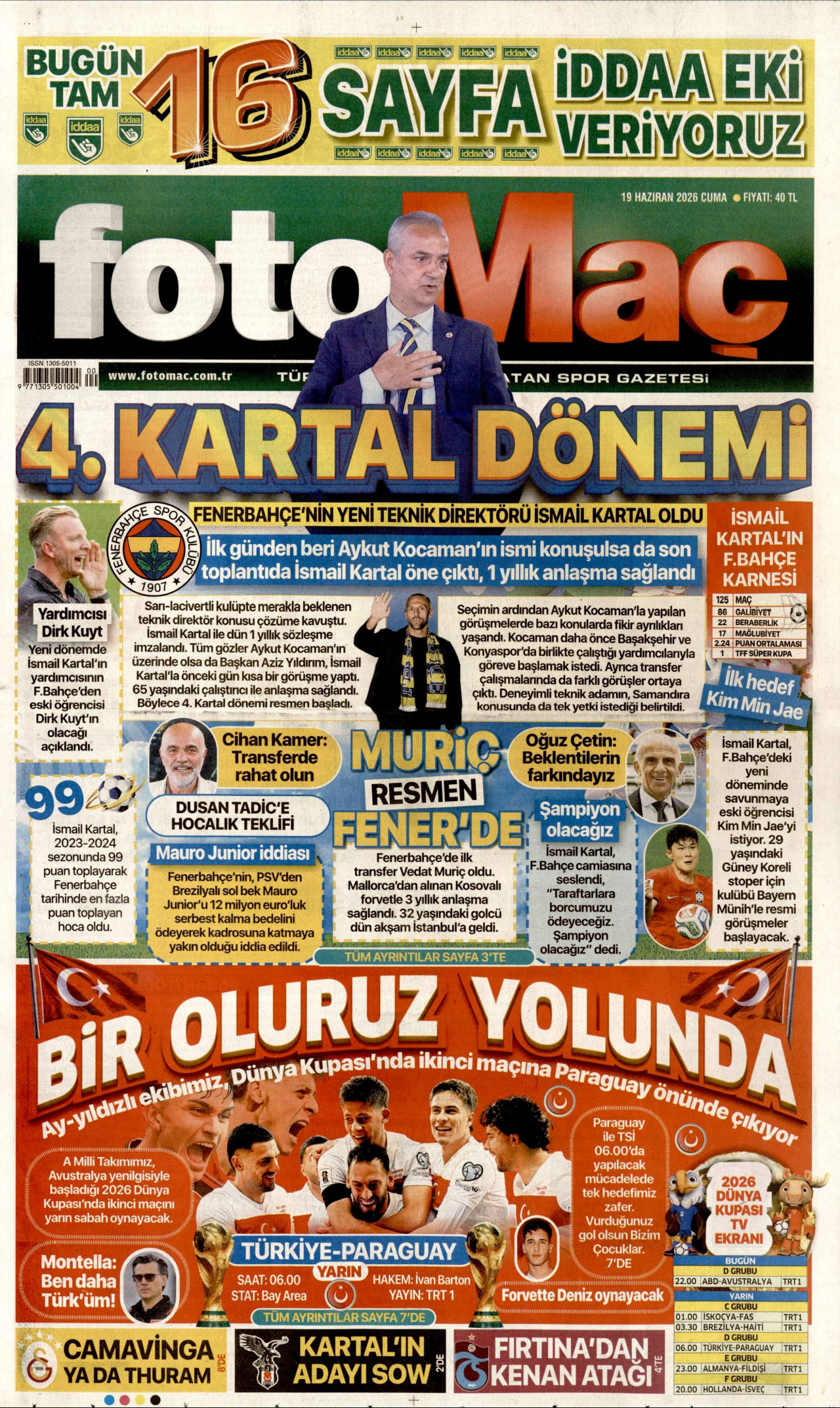 Fotomaç Gazetesi Manşeti - 19.06.2026