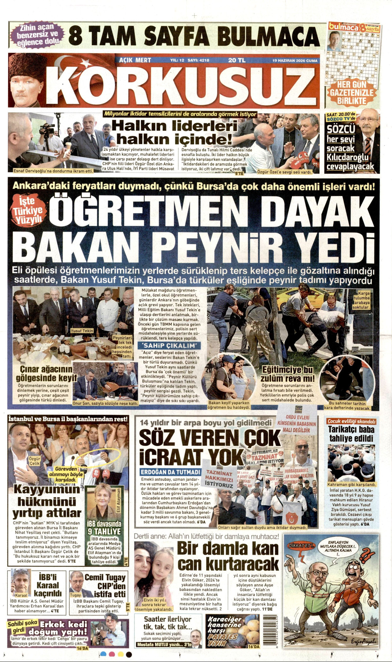 Korkusuz Gazetesi Manşeti - 19.06.2026