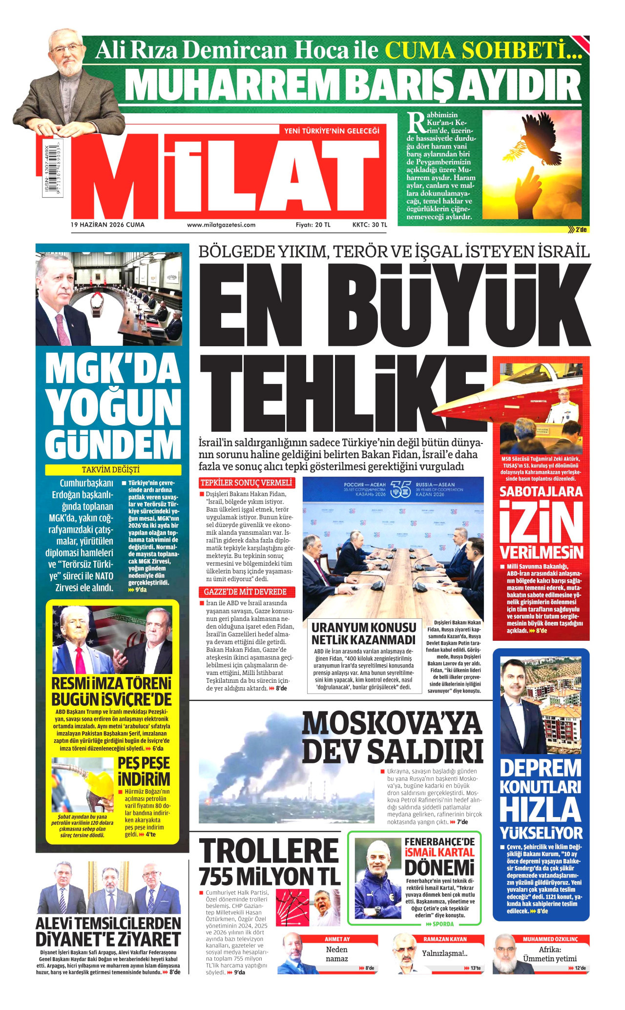 Milat Gazetesi Manşeti - 19.06.2026