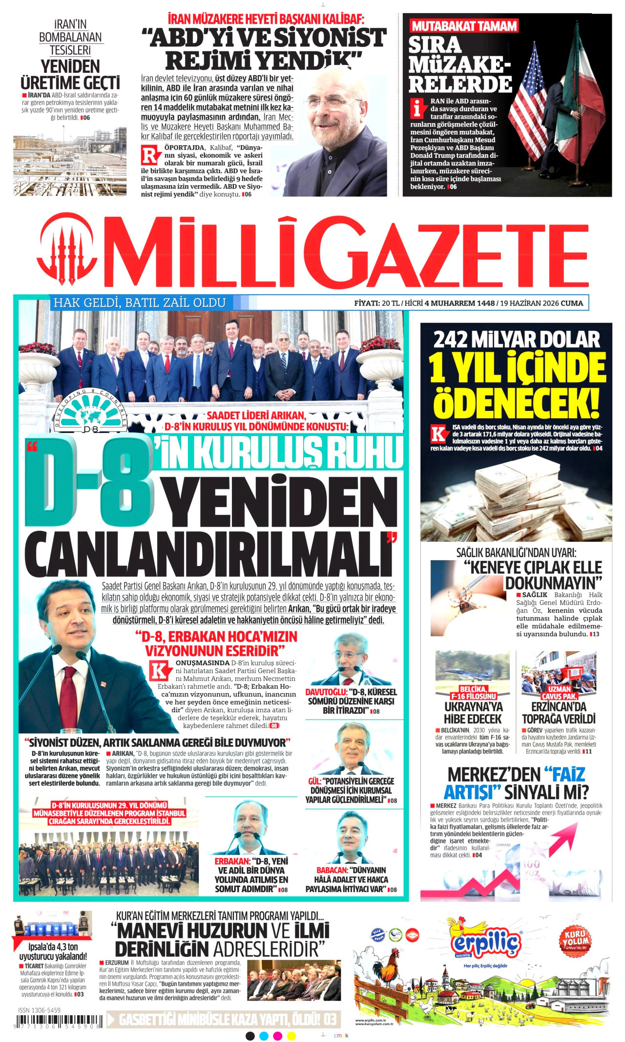 Milli Gazete Gazetesi Manşeti - 19.06.2026