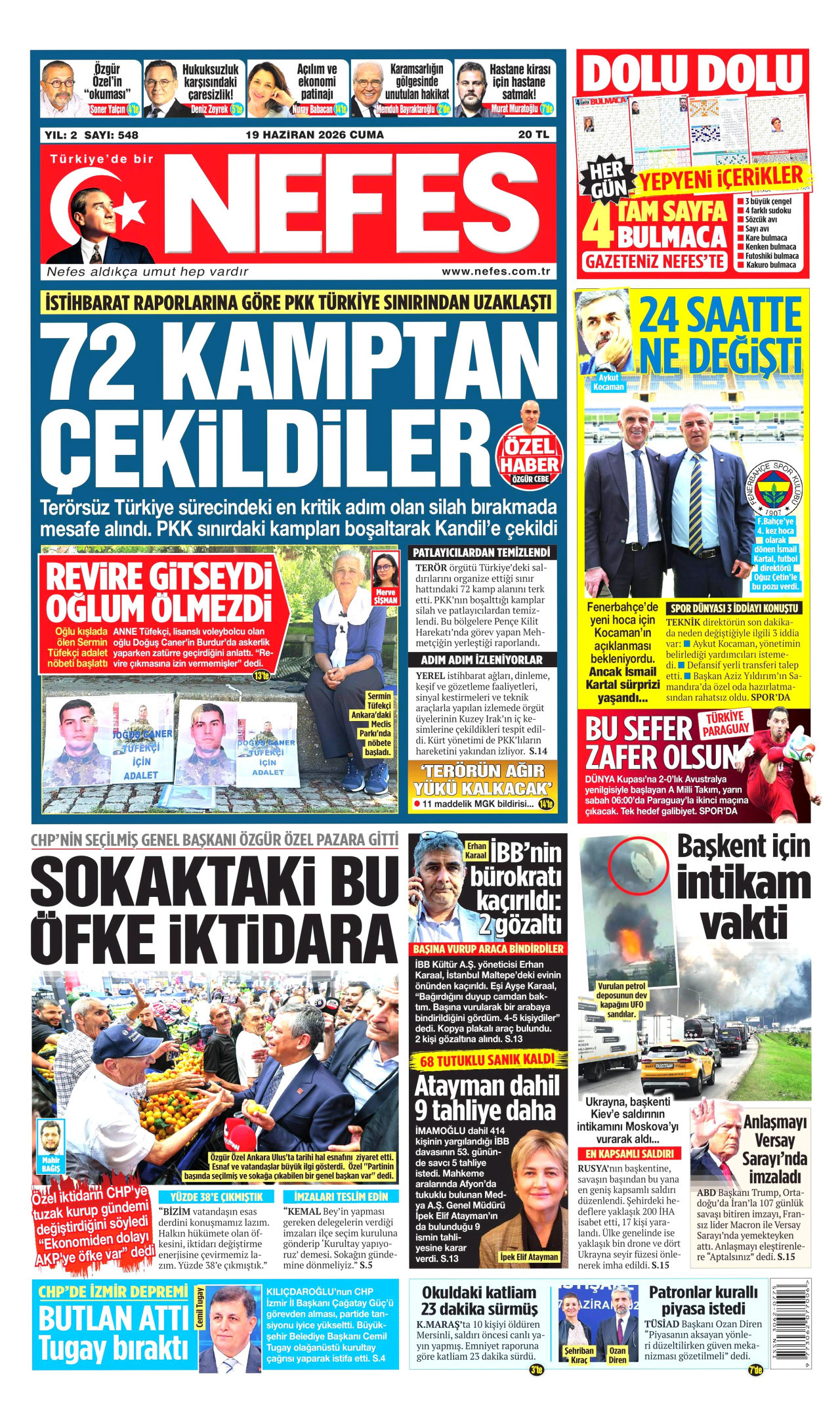 Nefes Gazetesi Manşeti - 19.06.2026