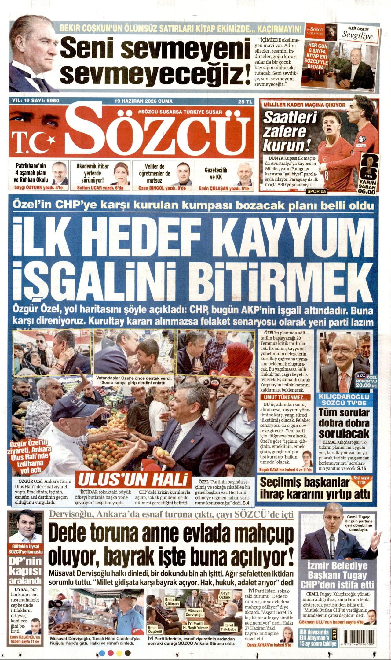 Sözcü Gazetesi Manşeti - 19.06.2026