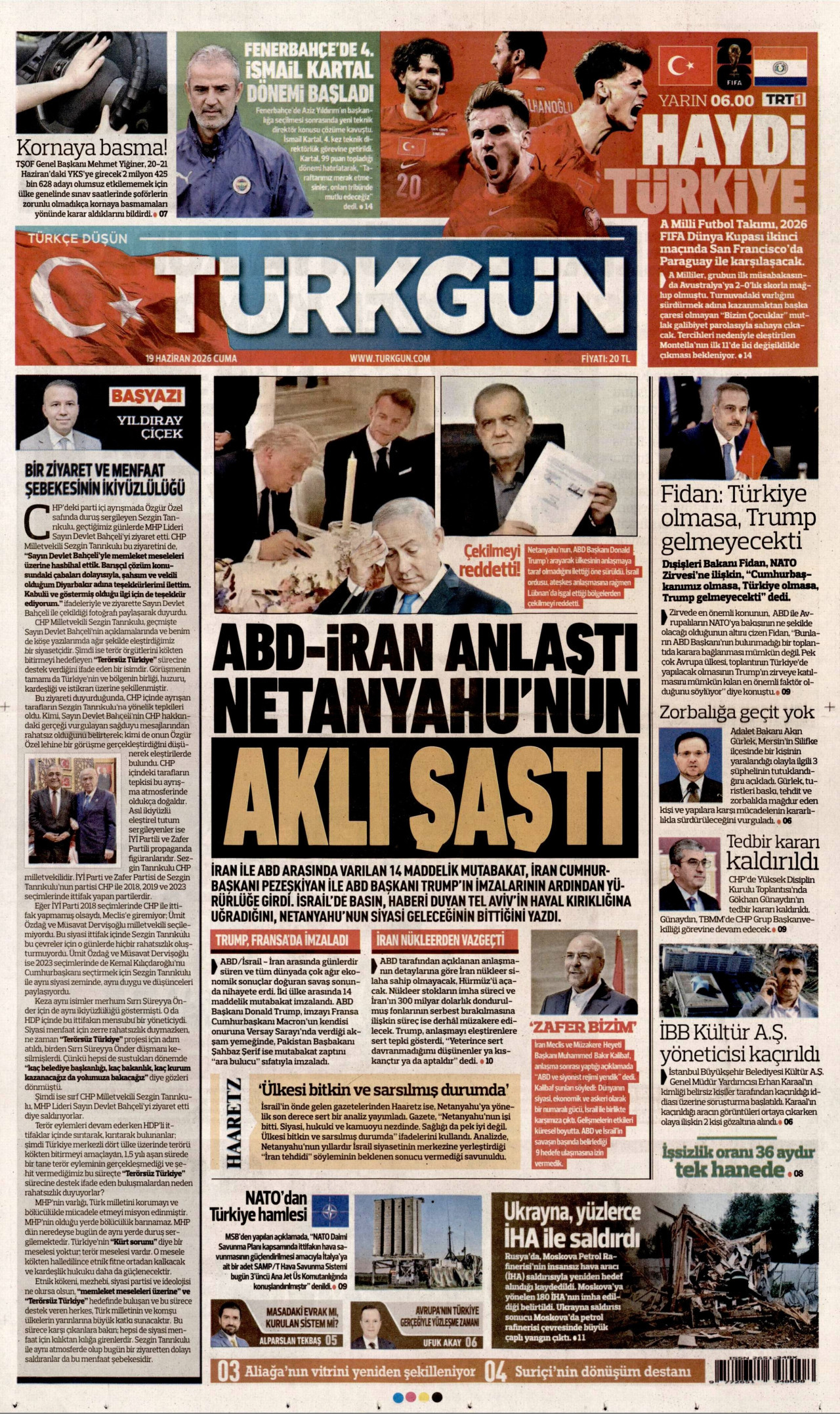 Türkgün Gazetesi Manşeti - 19.06.2026