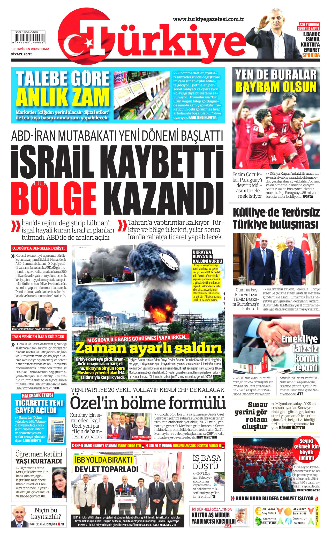 Türkiye Gazetesi Gazetesi Manşeti - 19.06.2026