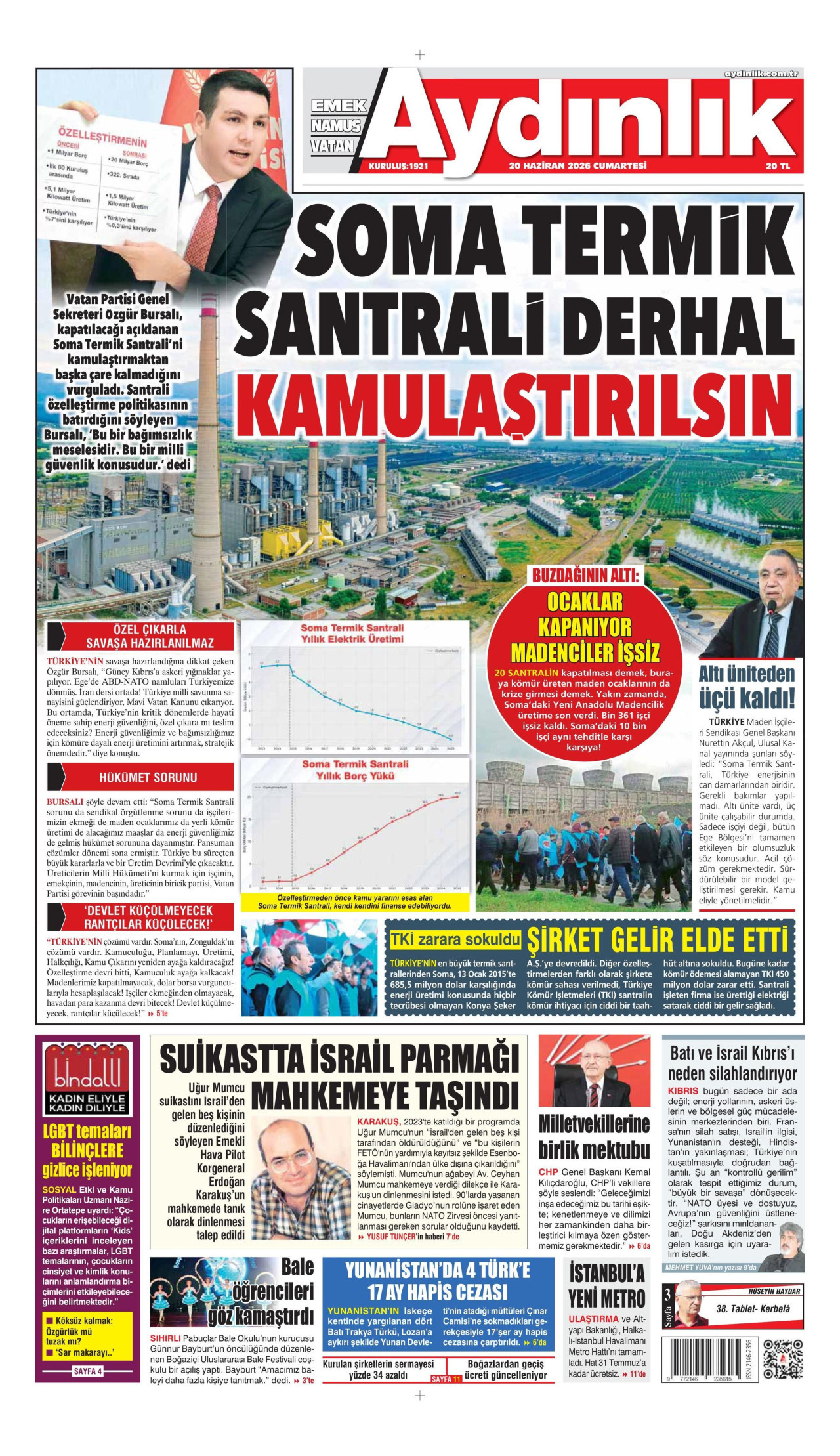 Aydınlık Gazetesi Manşet