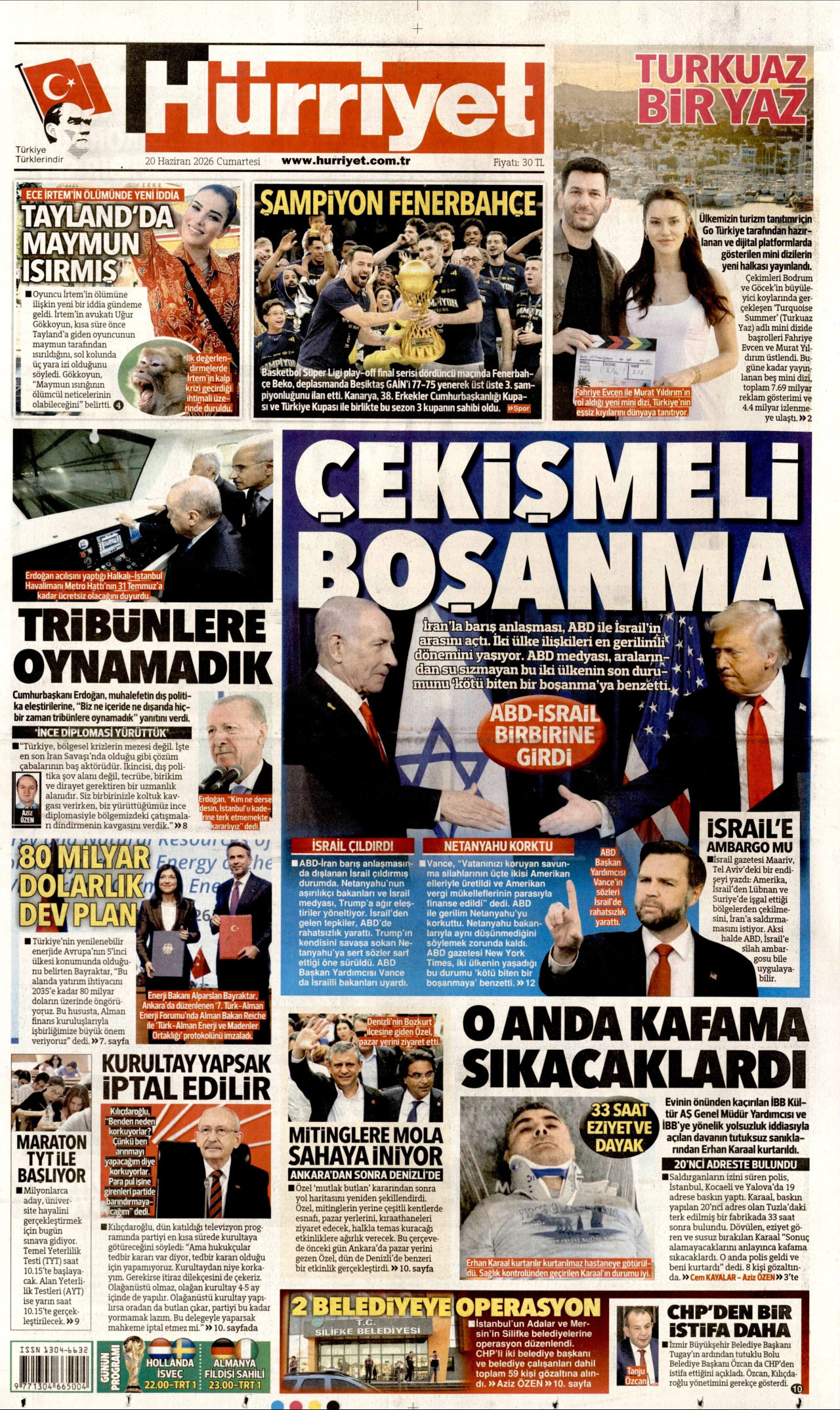 Hürriyet Gazetesi Manşeti - 20.06.2026