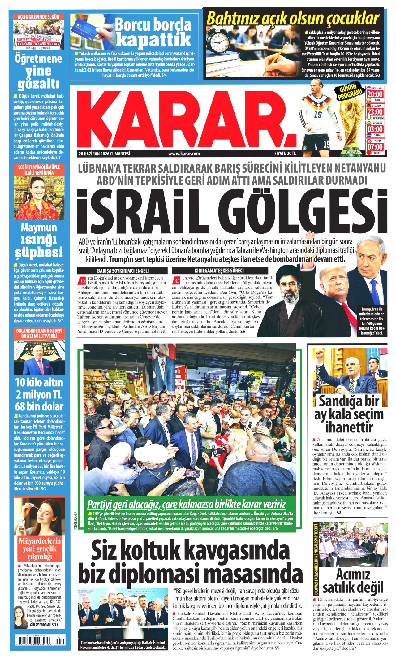 Karar Gazetesi Manşeti - 20.06.2026