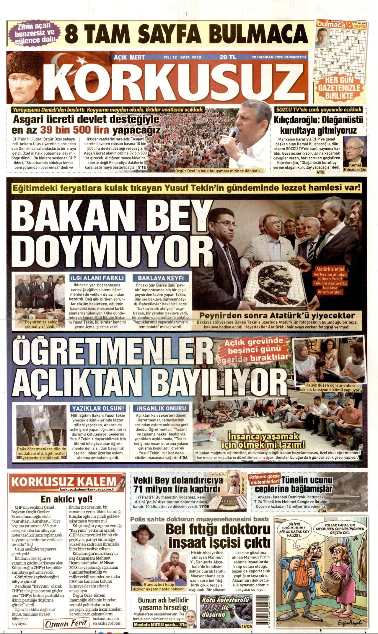 Korkusuz Gazetesi Manşeti - 20.06.2026