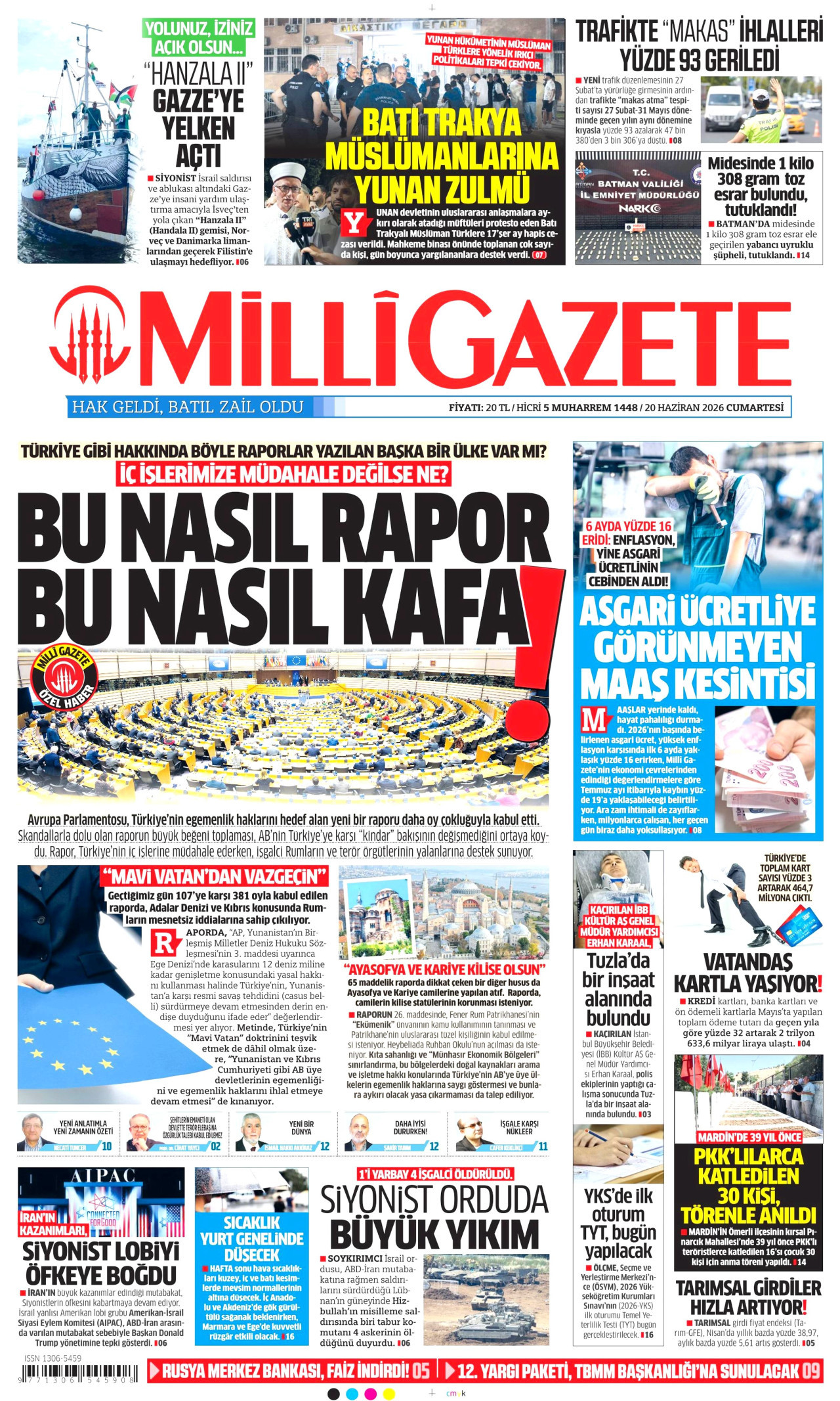 Milli Gazete Gazetesi Manşeti - 20.06.2026