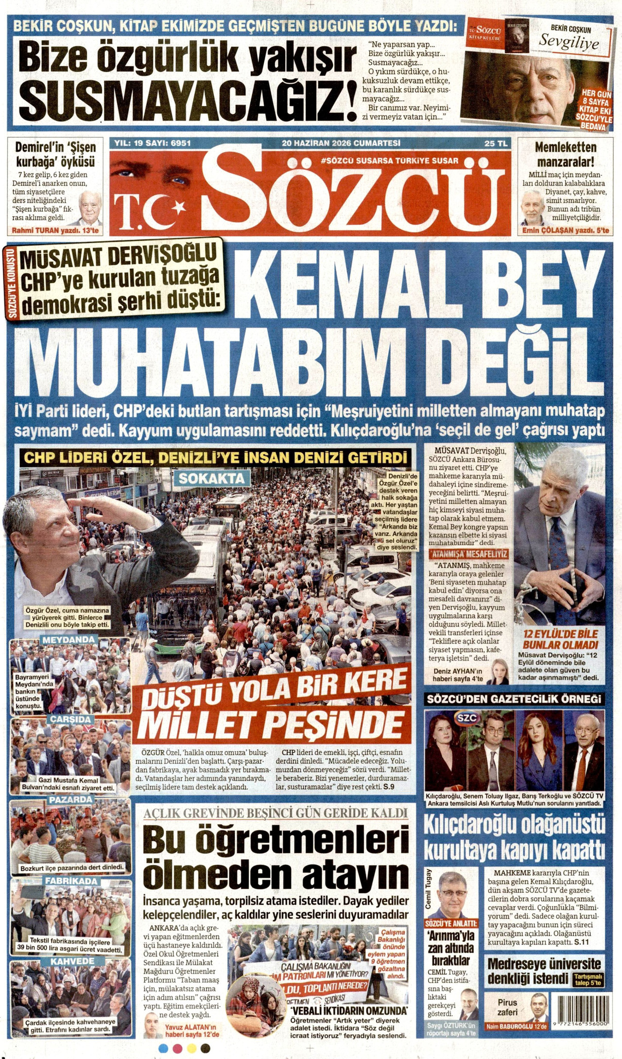 Sözcü Gazetesi Manşeti - 20.06.2026