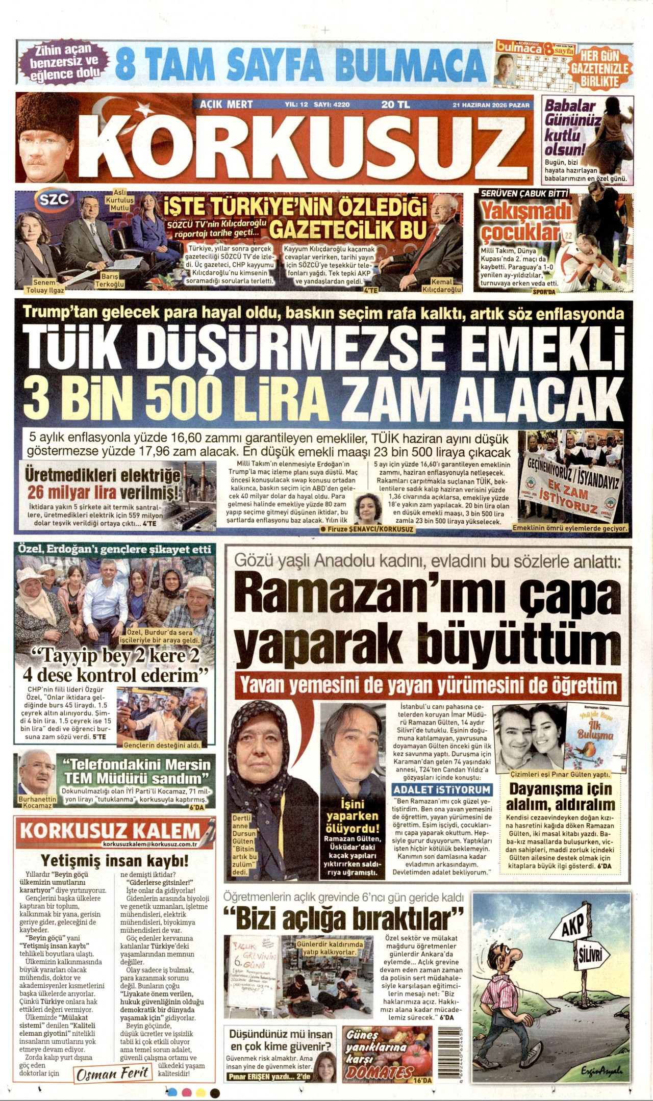 Korkusuz Gazetesi Manşeti - 21.06.2026