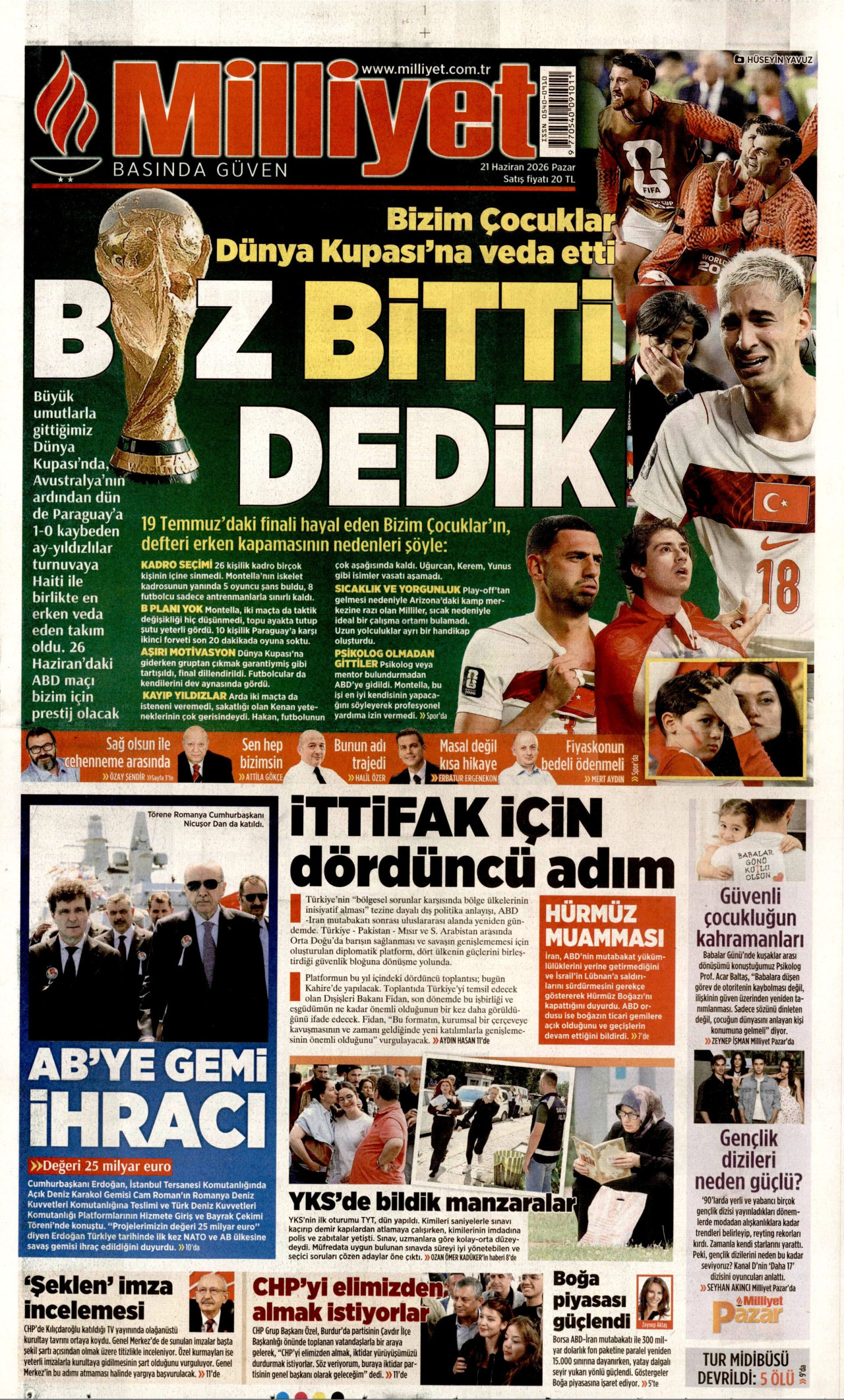 Milliyet Gazetesi Manşeti - 21.06.2026