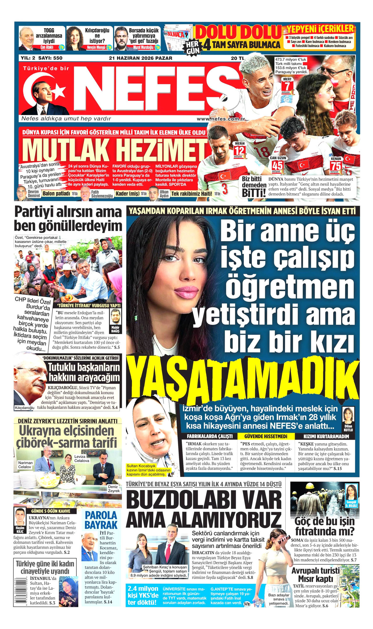 Nefes Gazetesi Manşeti - 21.06.2026