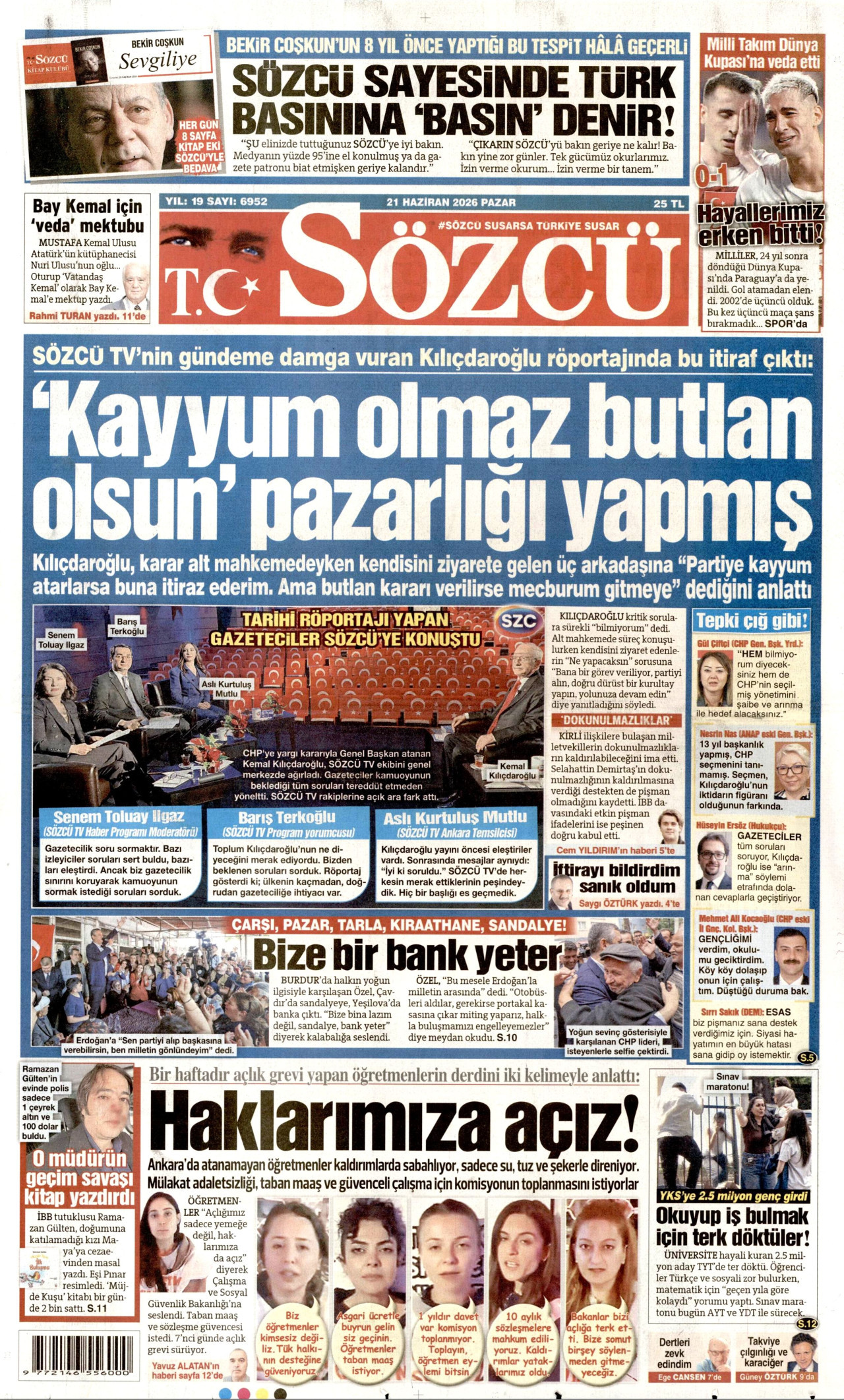 Sözcü Gazetesi Manşeti - 21.06.2026