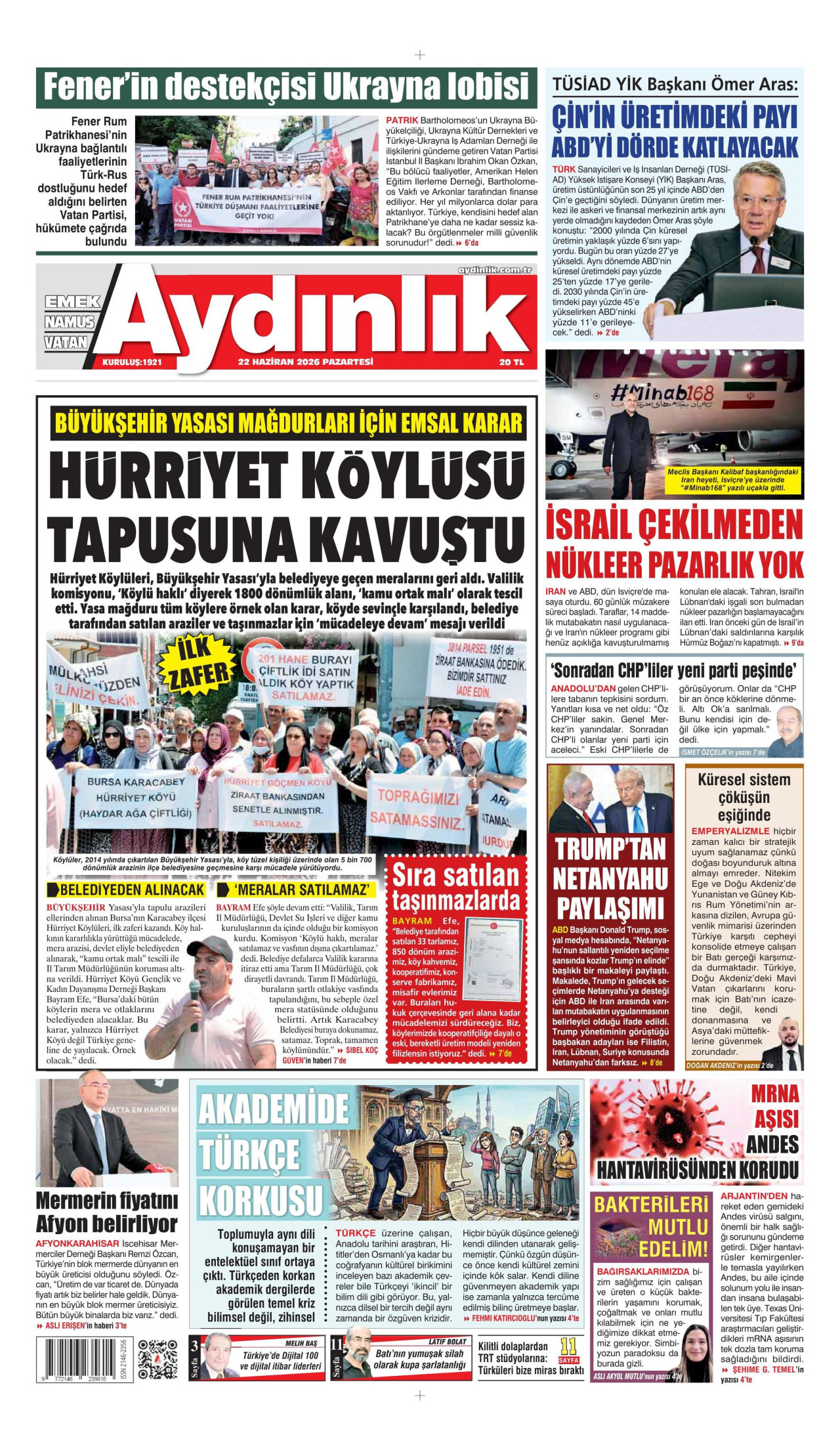 Aydınlık Gazetesi Manşet