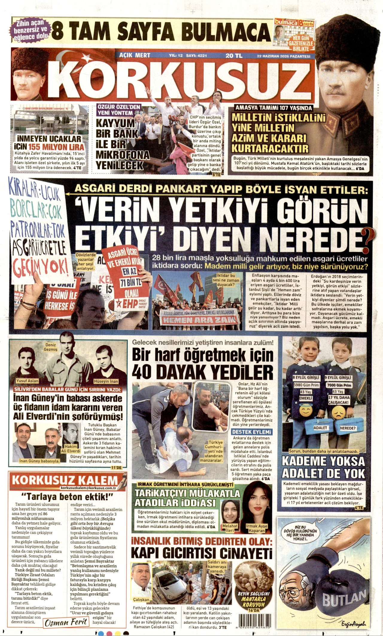Korkusuz Gazetesi Manşeti - 22.06.2026