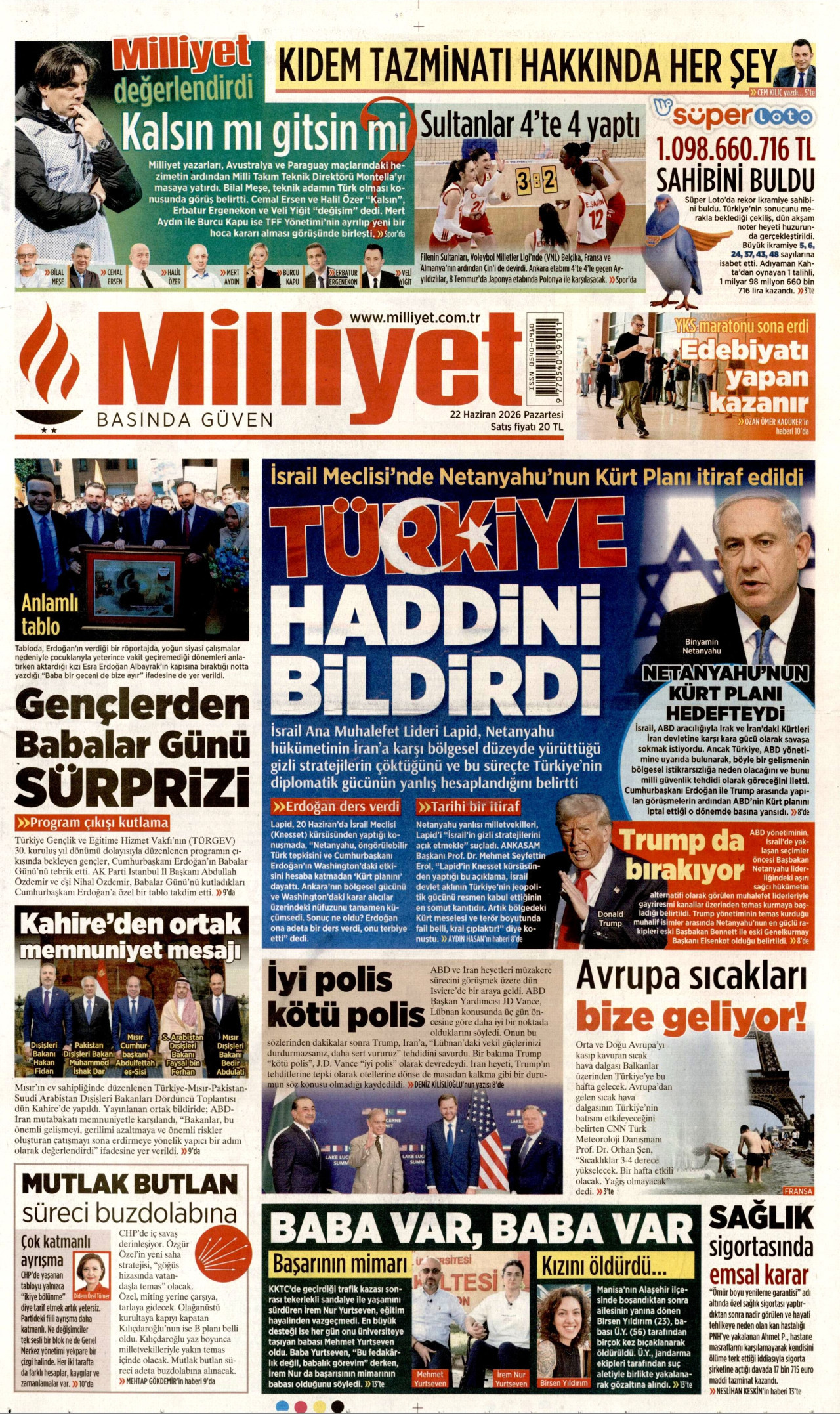 Milliyet Gazetesi Manşeti - 22.06.2026