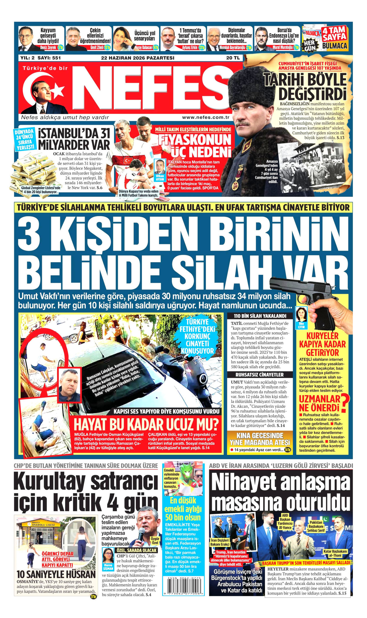 Nefes Gazetesi Manşeti - 22.06.2026
