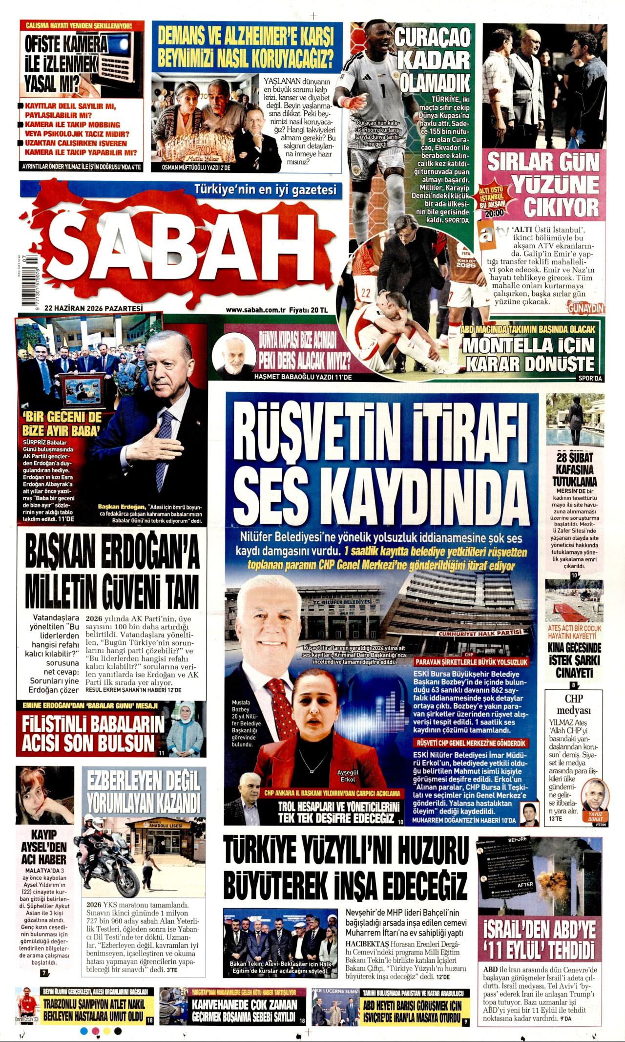 Sabah Gazetesi Manşeti - 22.06.2026