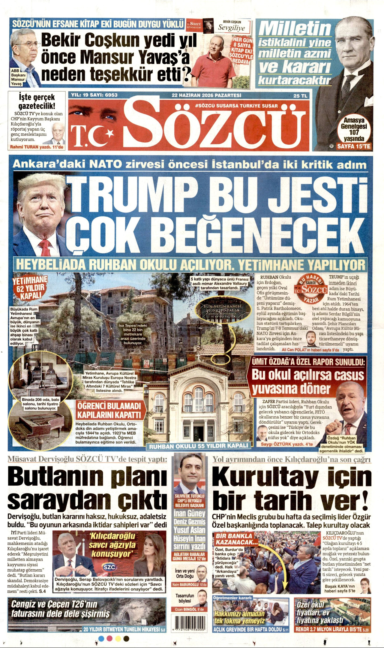 Sözcü Gazetesi Manşeti - 22.06.2026