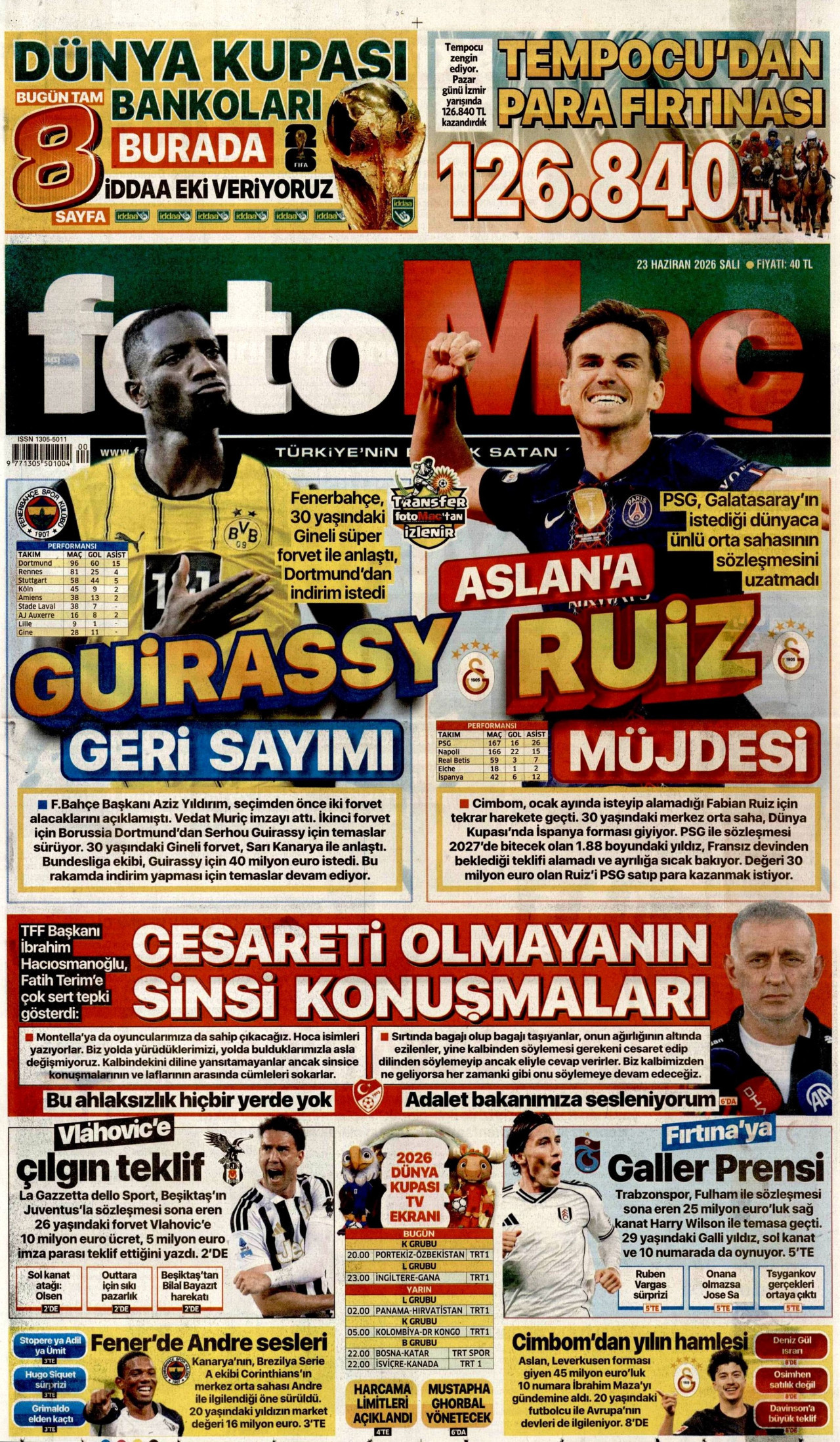 Fotomaç Gazetesi Manşeti - 23.06.2026