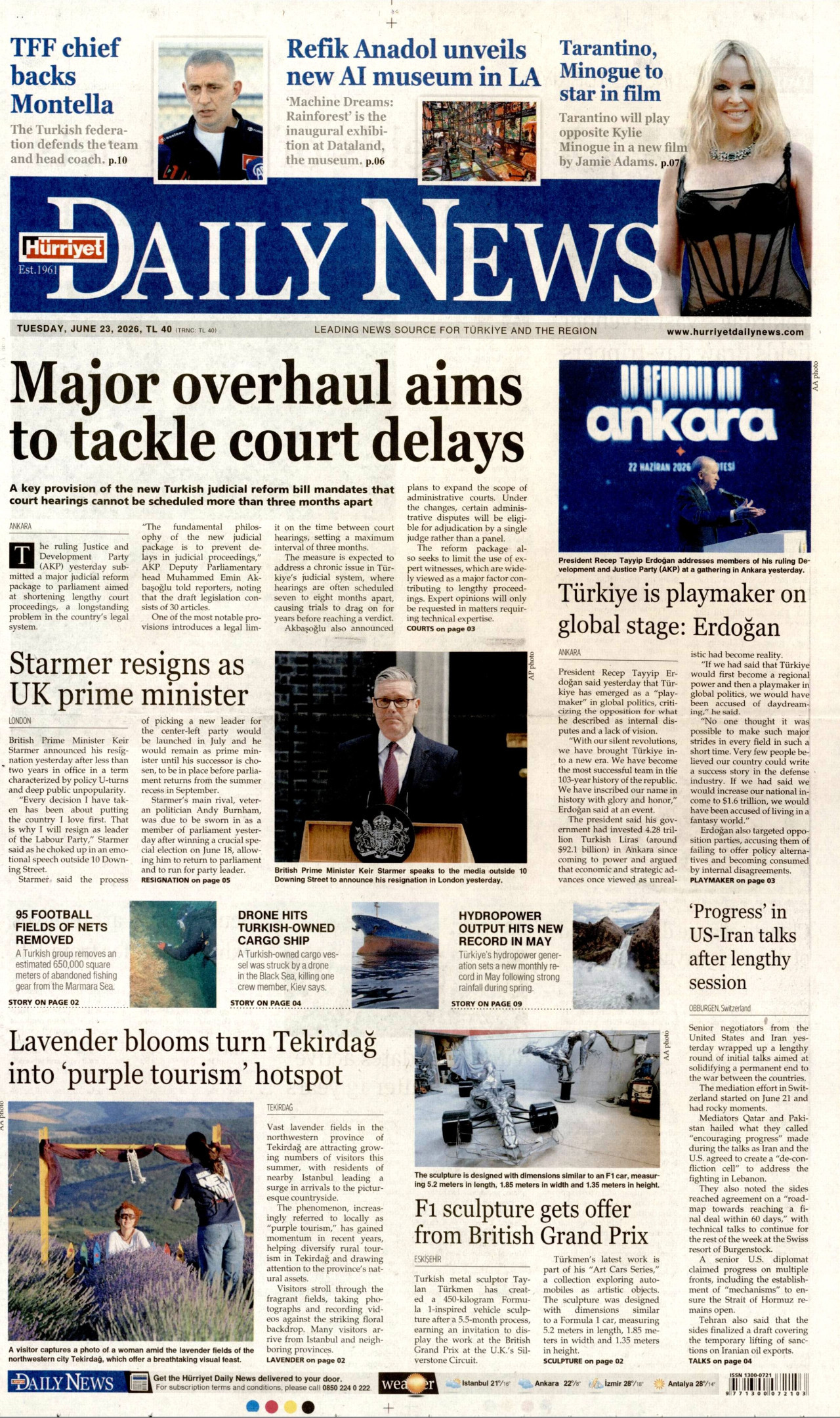 Hürriyet Daily News Gazetesi Manşeti - 23.06.2026