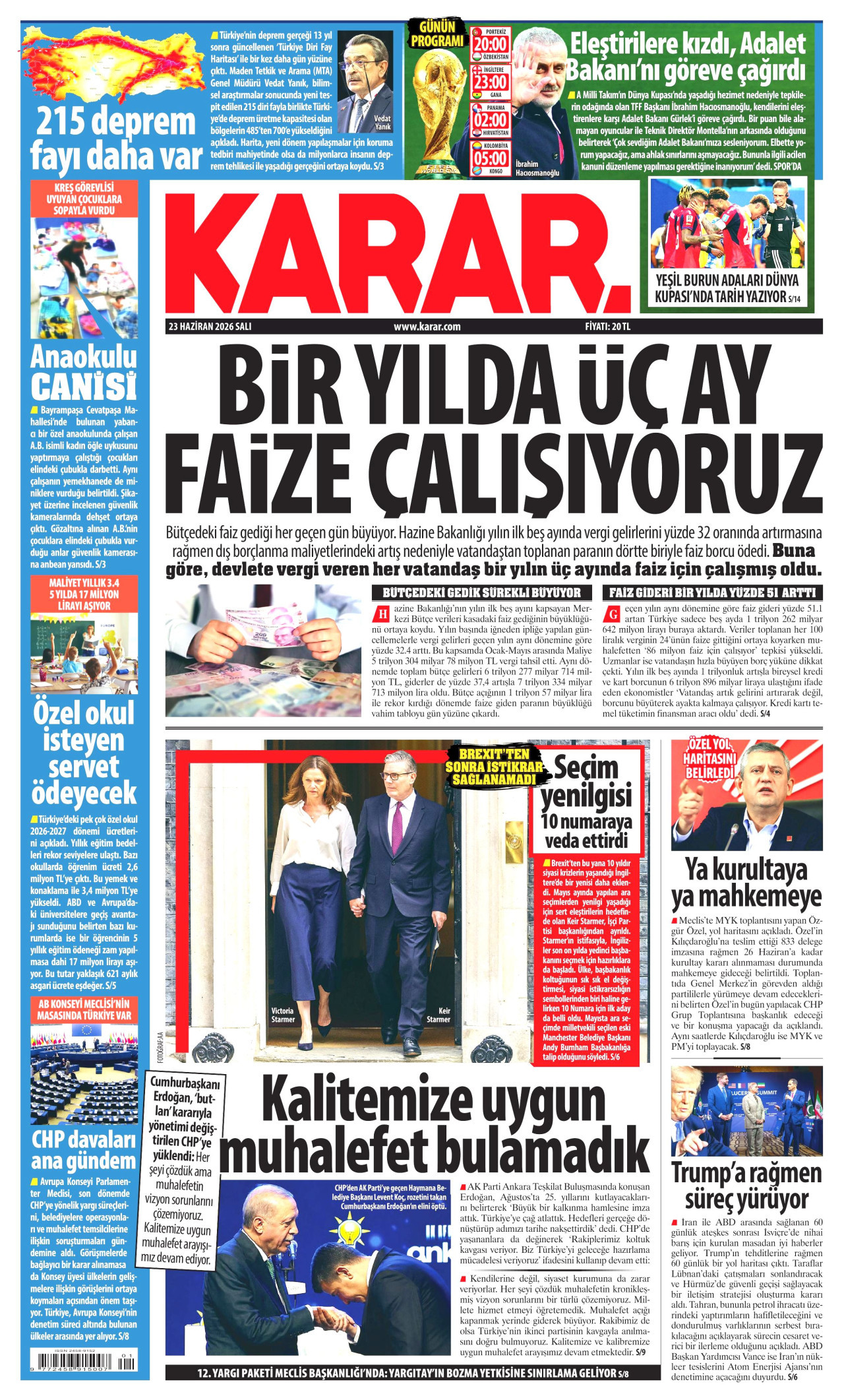 Karar Gazetesi Manşeti - 23.06.2026